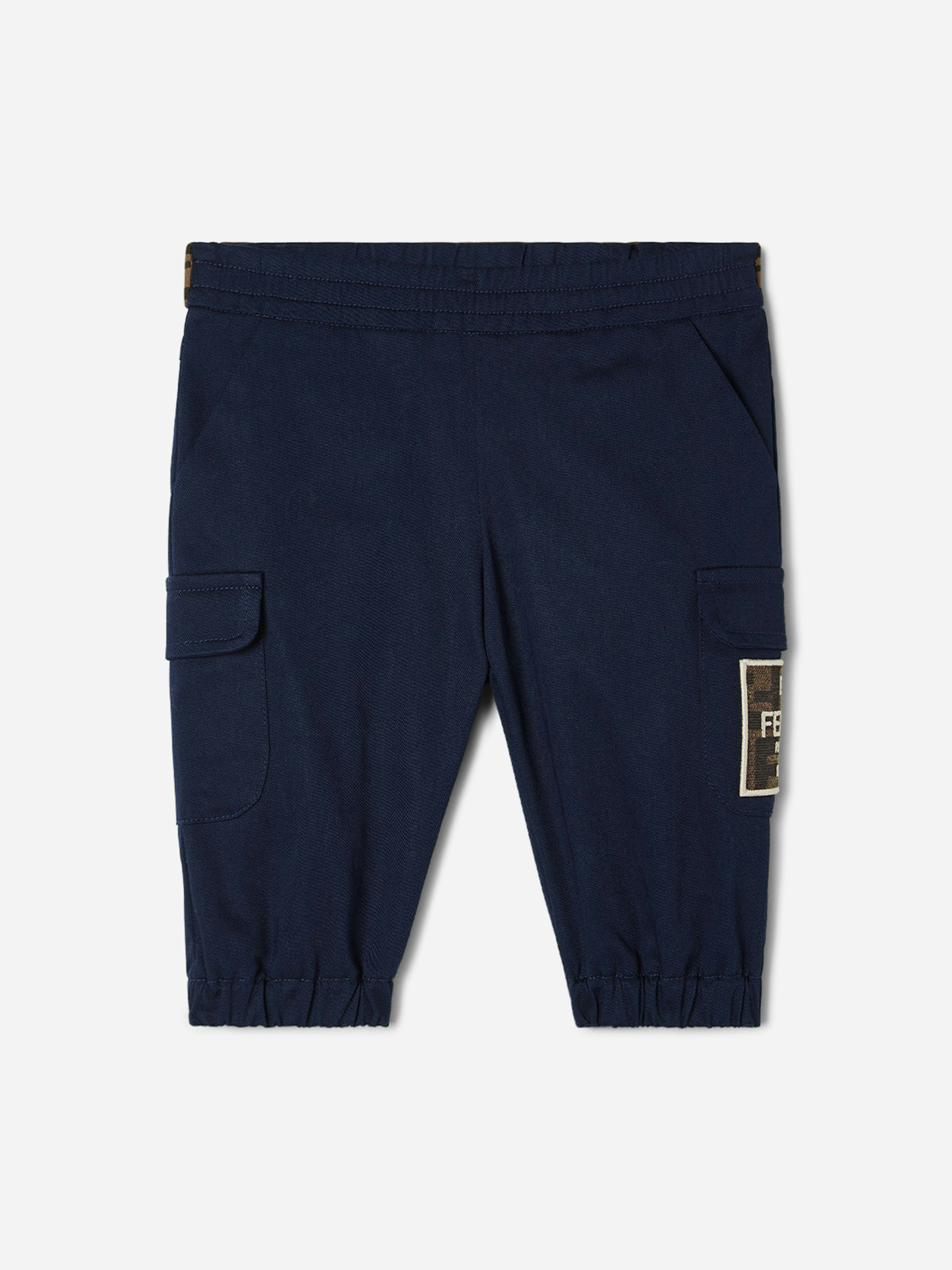 Fendi Kids Boys Blue Fendi Baby Gabardine Trousers In Navy - 24 Mths