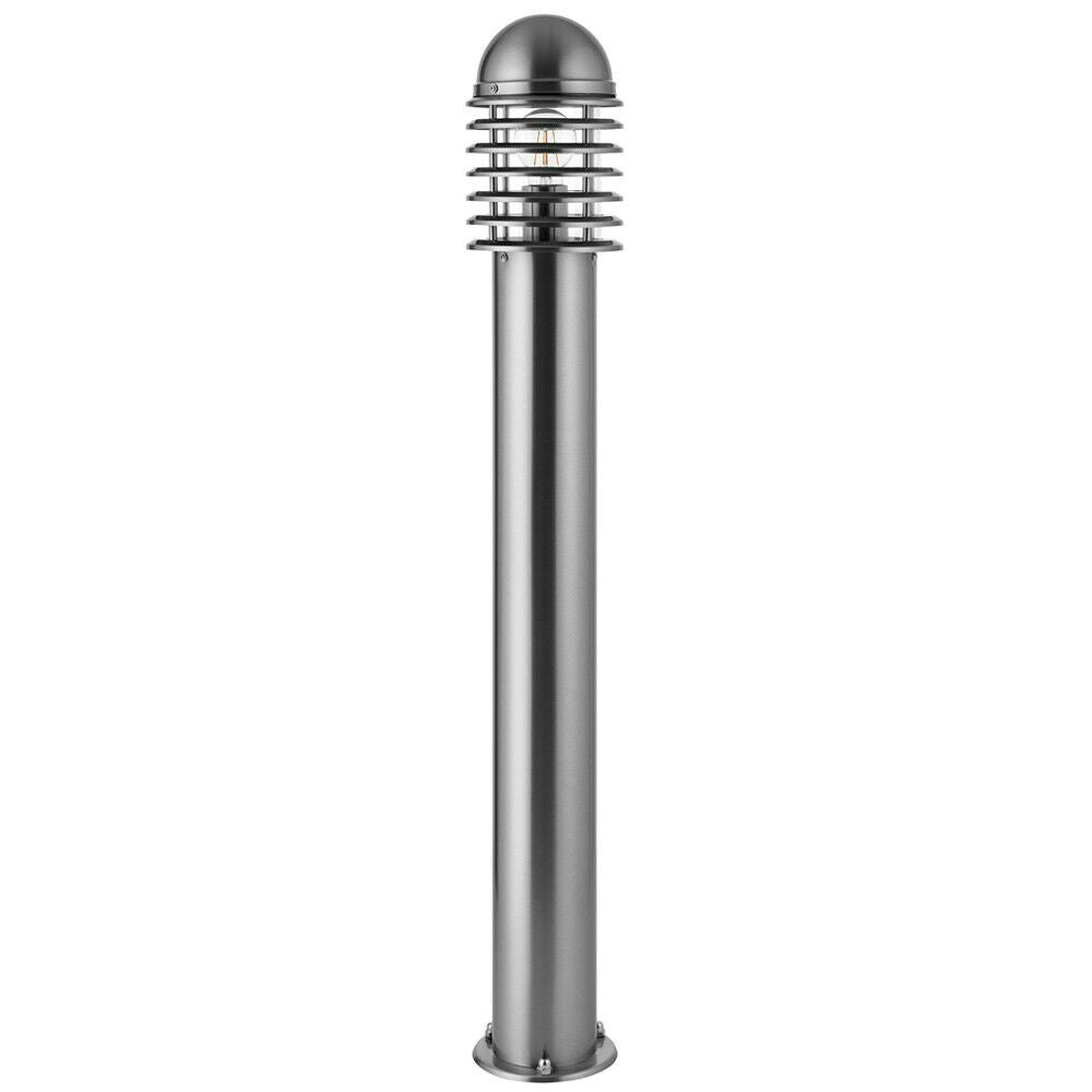 Rackhams Light Outdoor Post Bollard Polished Steel Vandal Proof External Pathway Lamp 1M