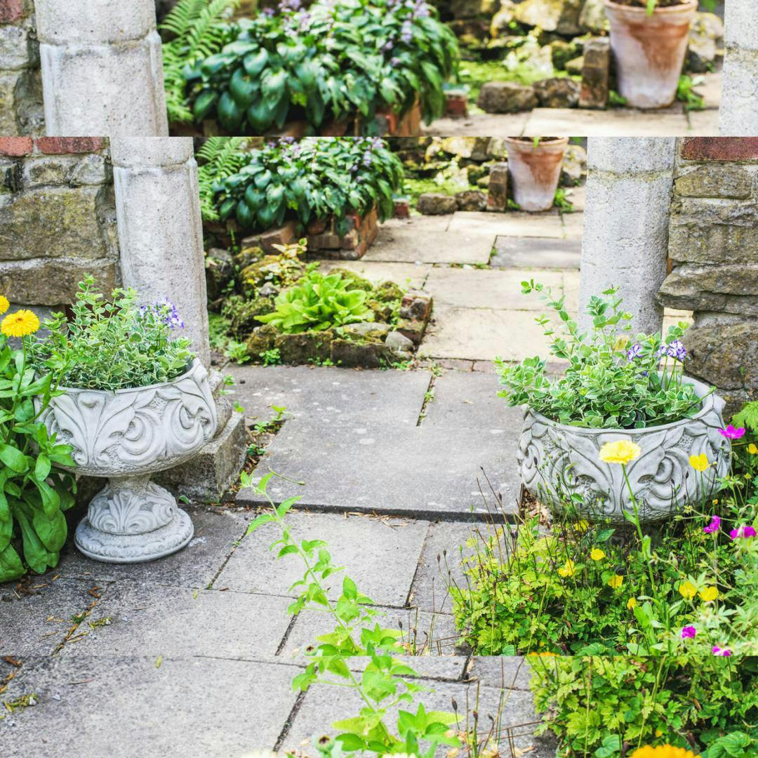 Rackhams Pair Of Large Leaf Design Garden Vases