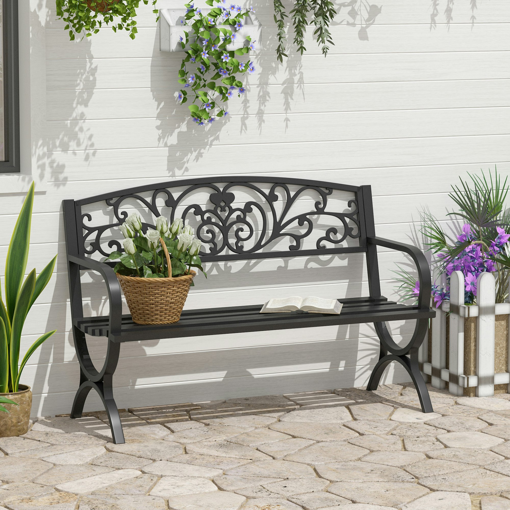 Rackhams 2 Seater Garden Bench Patio Vintage Loveseat Outdoor Decorative Seat