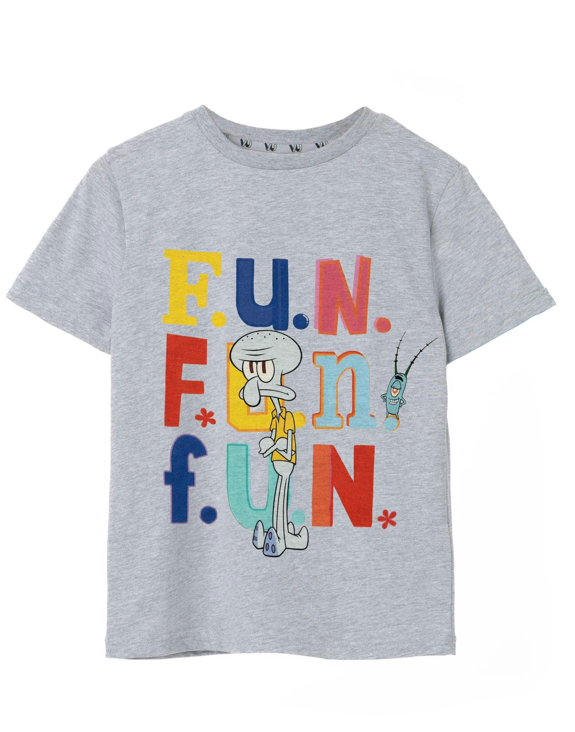 Vanilla Underground Boys Grey Spongebob Squarepants Squidward Fun Short Sleeved T-Shirt - 3-4 Years