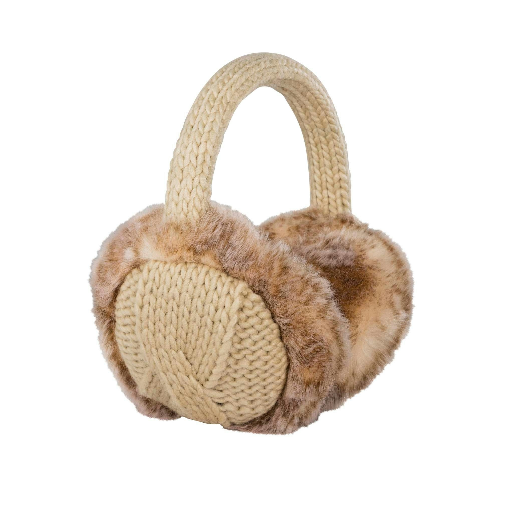 Aran Traditions Grey Aran Cable Ear Muffs - Oatmeal