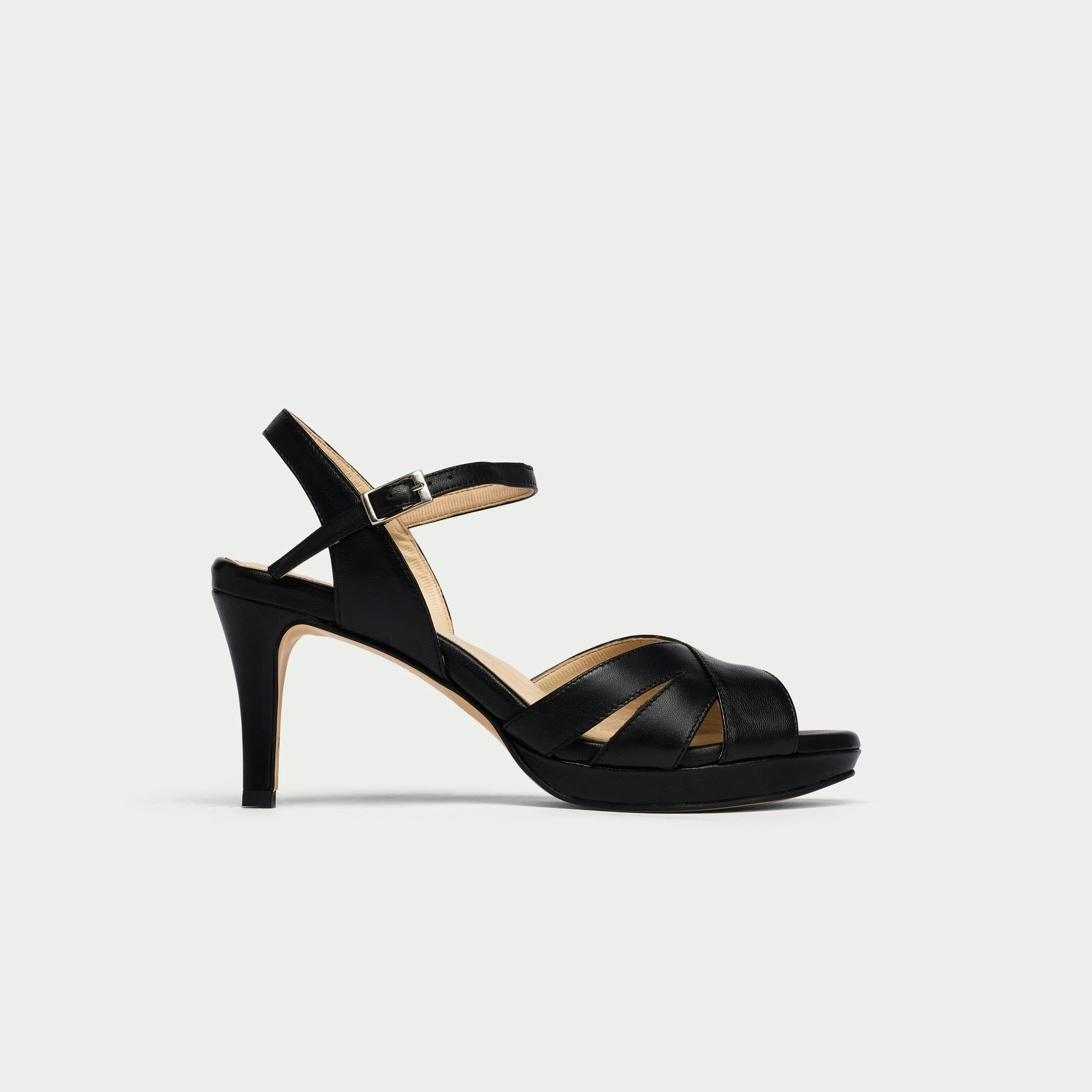 Calla Women's Black Emily - Leather Heeled Sandals - Uk 3 / Eu 36
