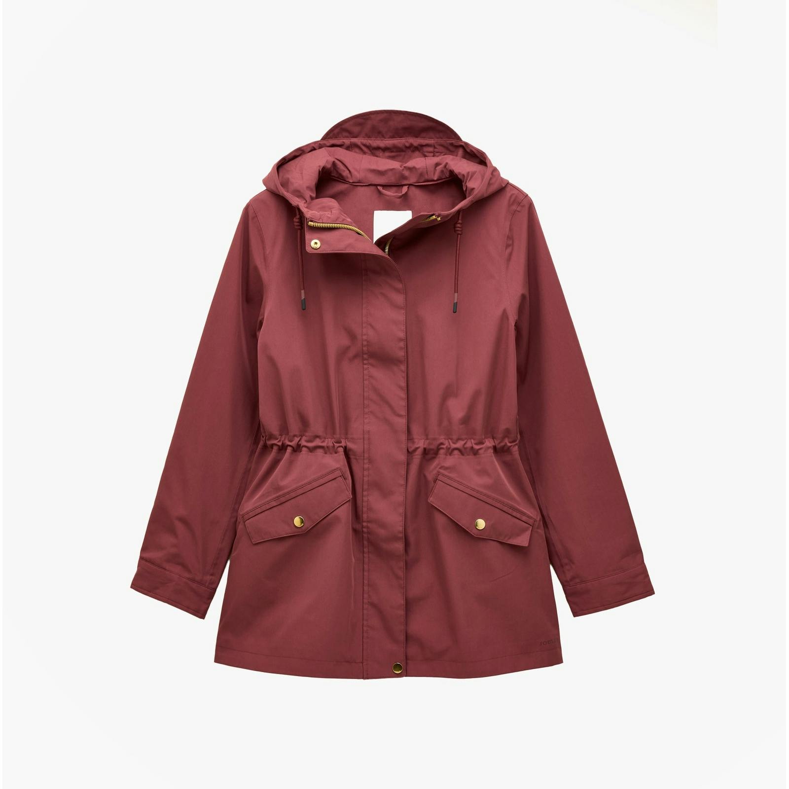 Joules Red Portwell Waterproof Hoodie Raincoat With Adjustable Waist Oxblood - Uk 12