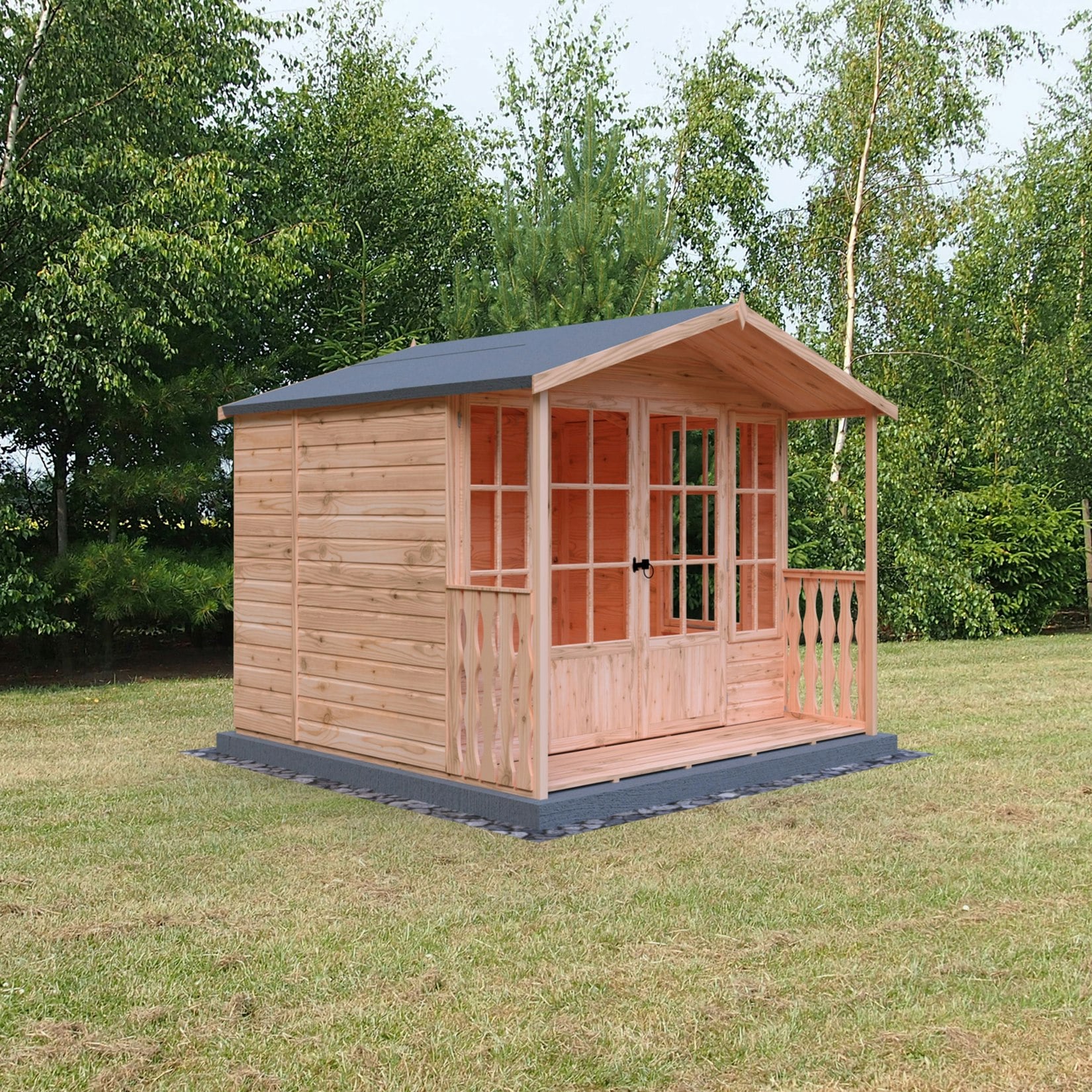 Rackhams Light Delmora 8X6 Summerhouse And Verandah Shiplap Interlock Cladding