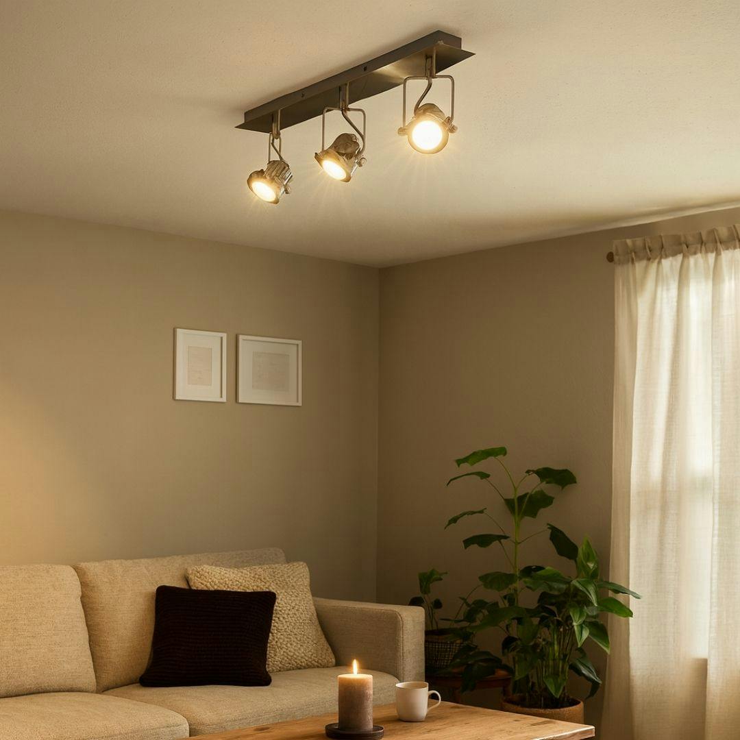 Rackhams Light Sage Satin Nickel 3 Ceiling Spot Bar
