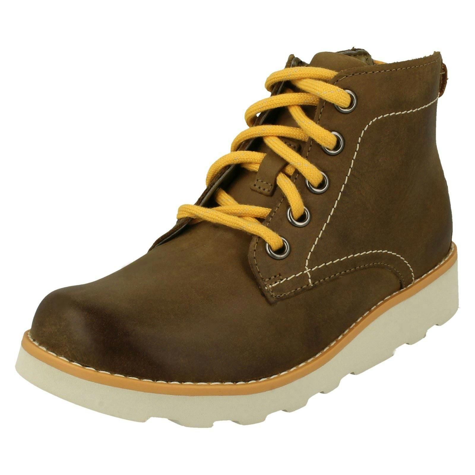 Clarks Boys Lace Up Detailed Boots Crown Hike K - Tan - Uk 11 Child