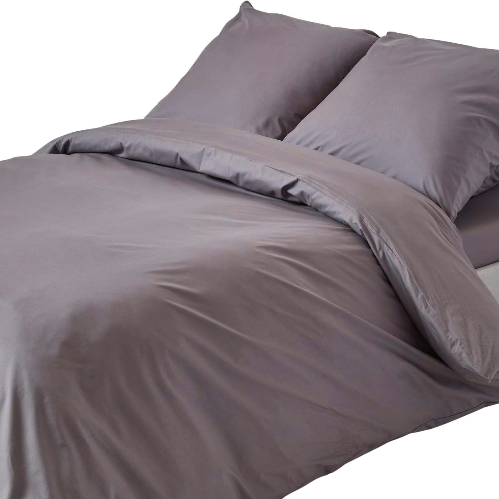 Rackhams Dark/Grey Crisp & Cool 200 Tc Egyptian Cotton Percale Duvet Cover Set, European Size - 240 X 220 Cm