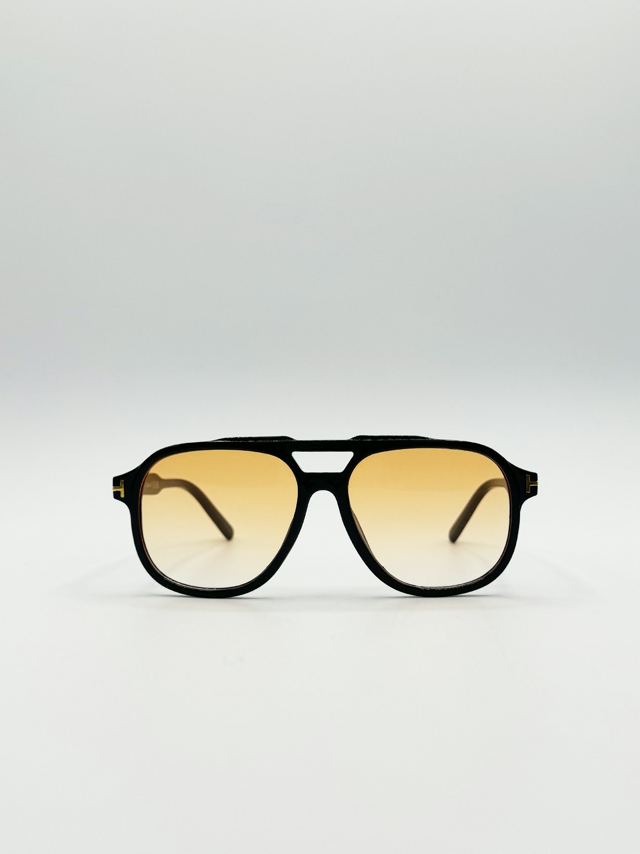 Svnx Black/Orange Oversized Navigator Sunglasses In With Lenses - One Size