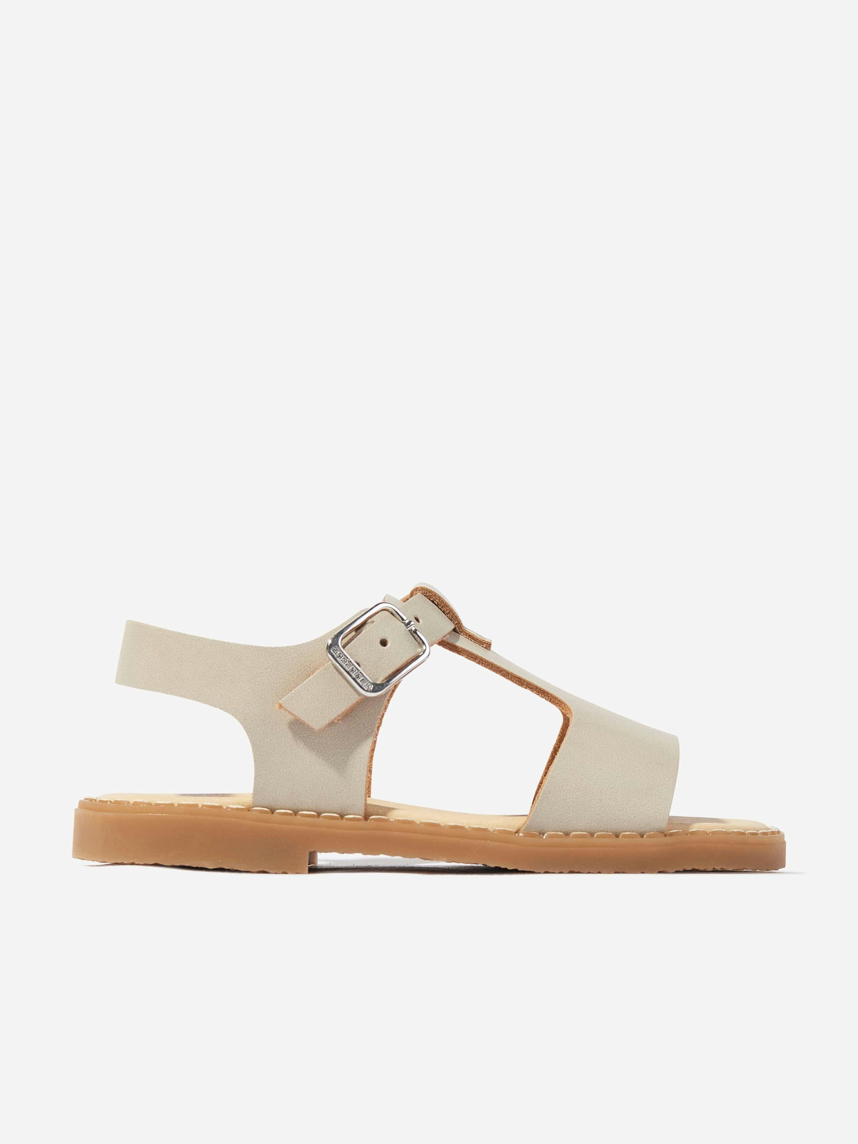 Andanines Beige Kids Leather Sandals In - Eu 18 Uk 2