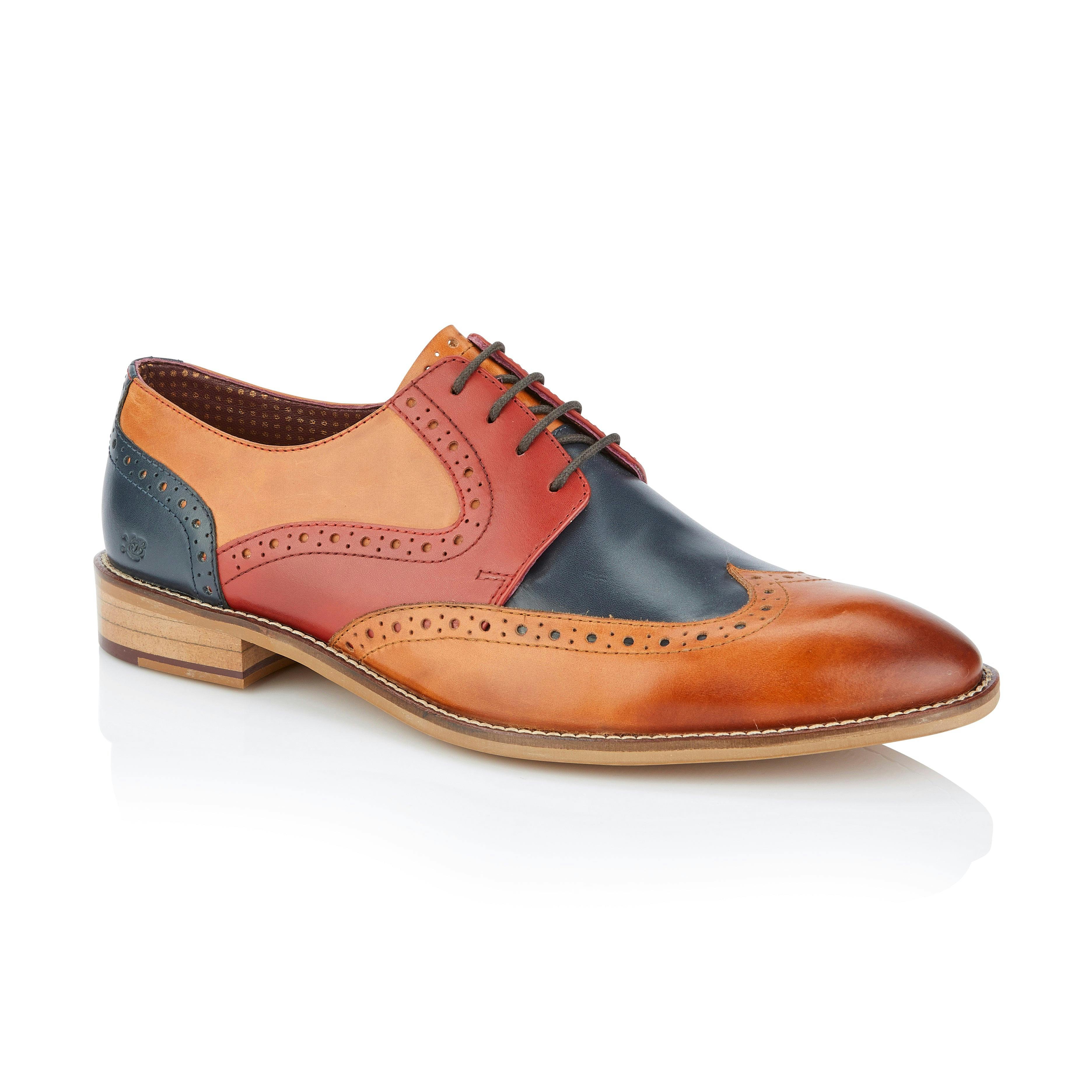 London Brogues Men's Blue/Red Tommy Derby Tan / / - 7