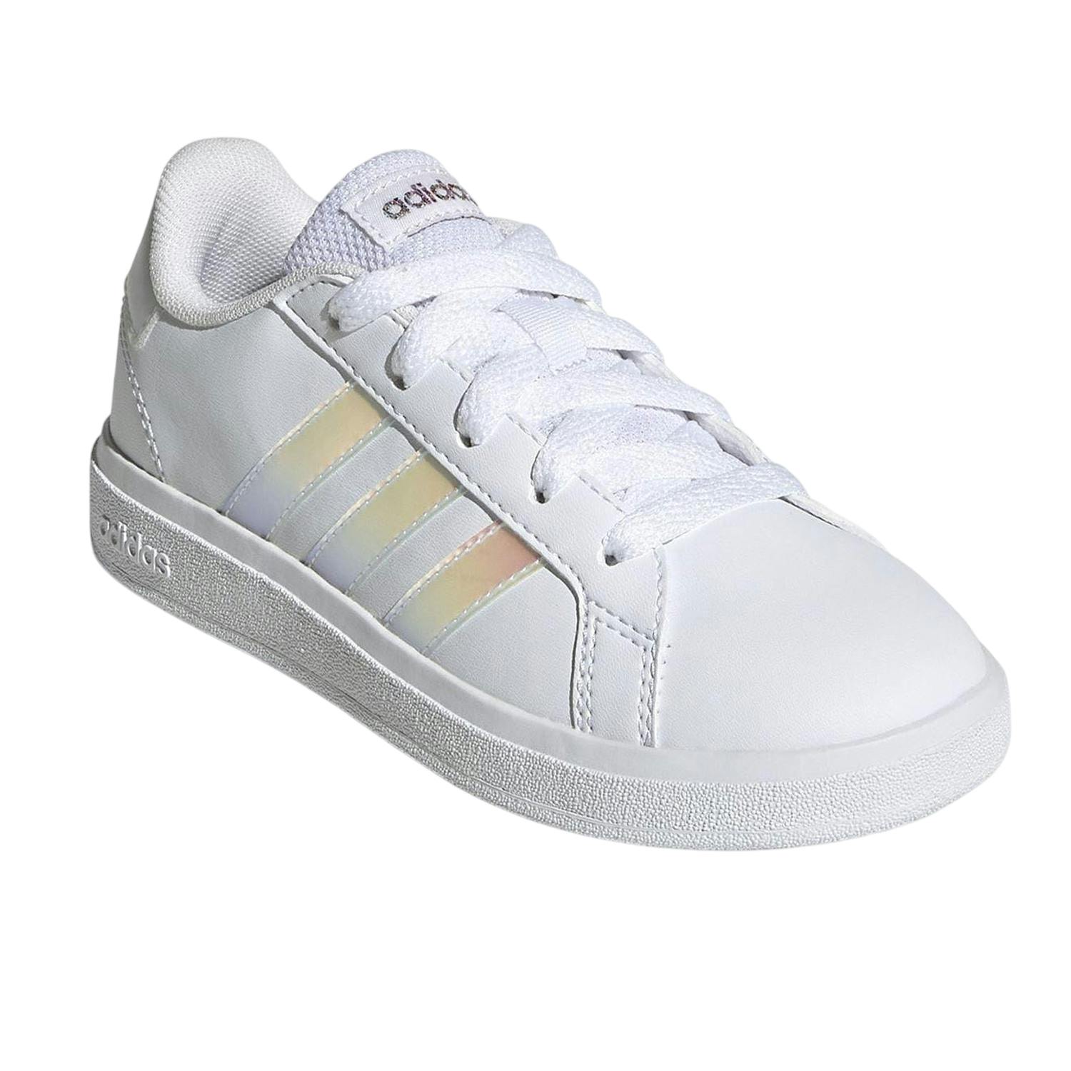 Adidas Girls White Grand Court Trainers - /Iridescent - 5.5 Uk - /Iridescent - 100% Mixed