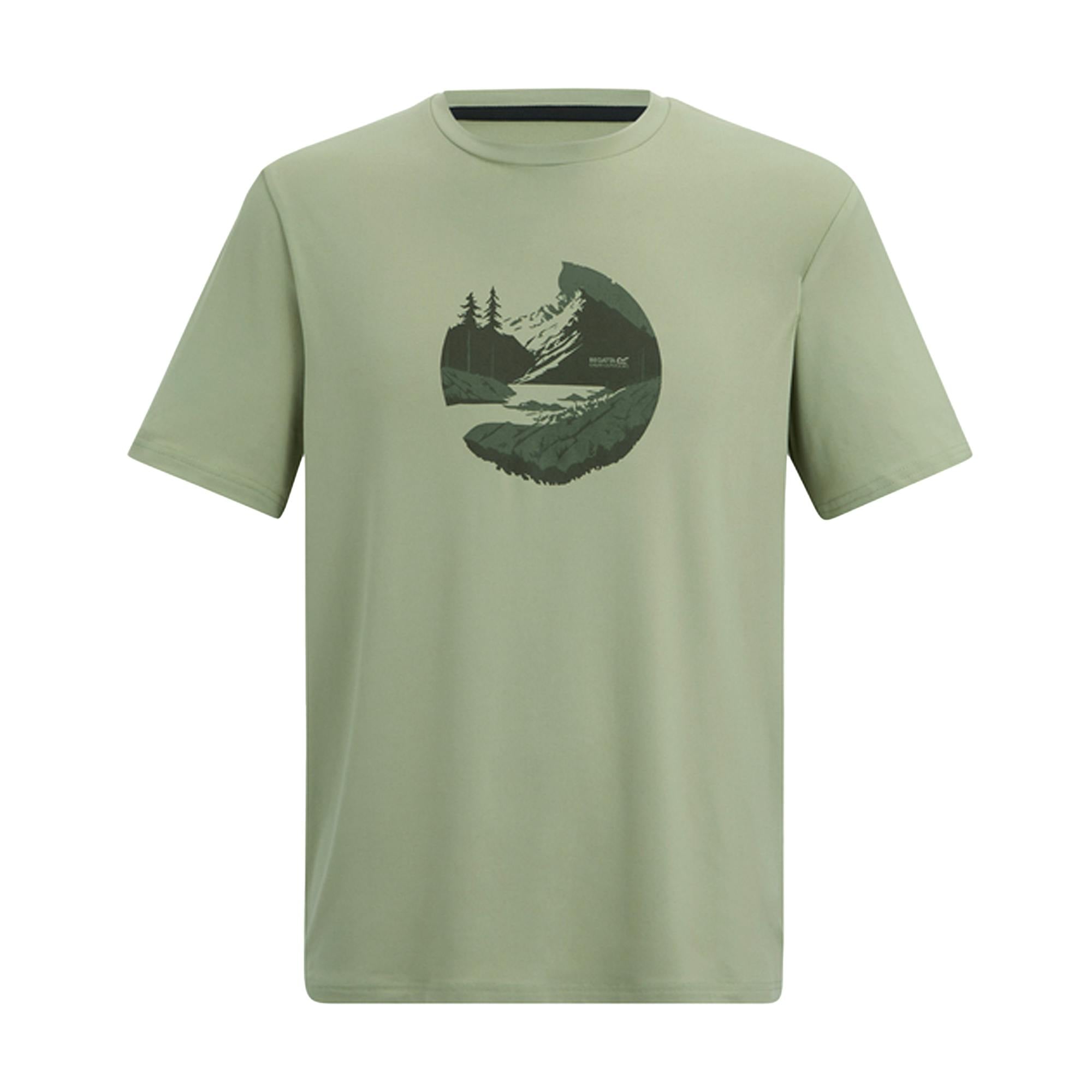Regatta Men's Light Fingal Mountain T-Shirt - Sage - 3XL - Sage - 62% Polyester/30% Recycled Polyester/8% Elastane