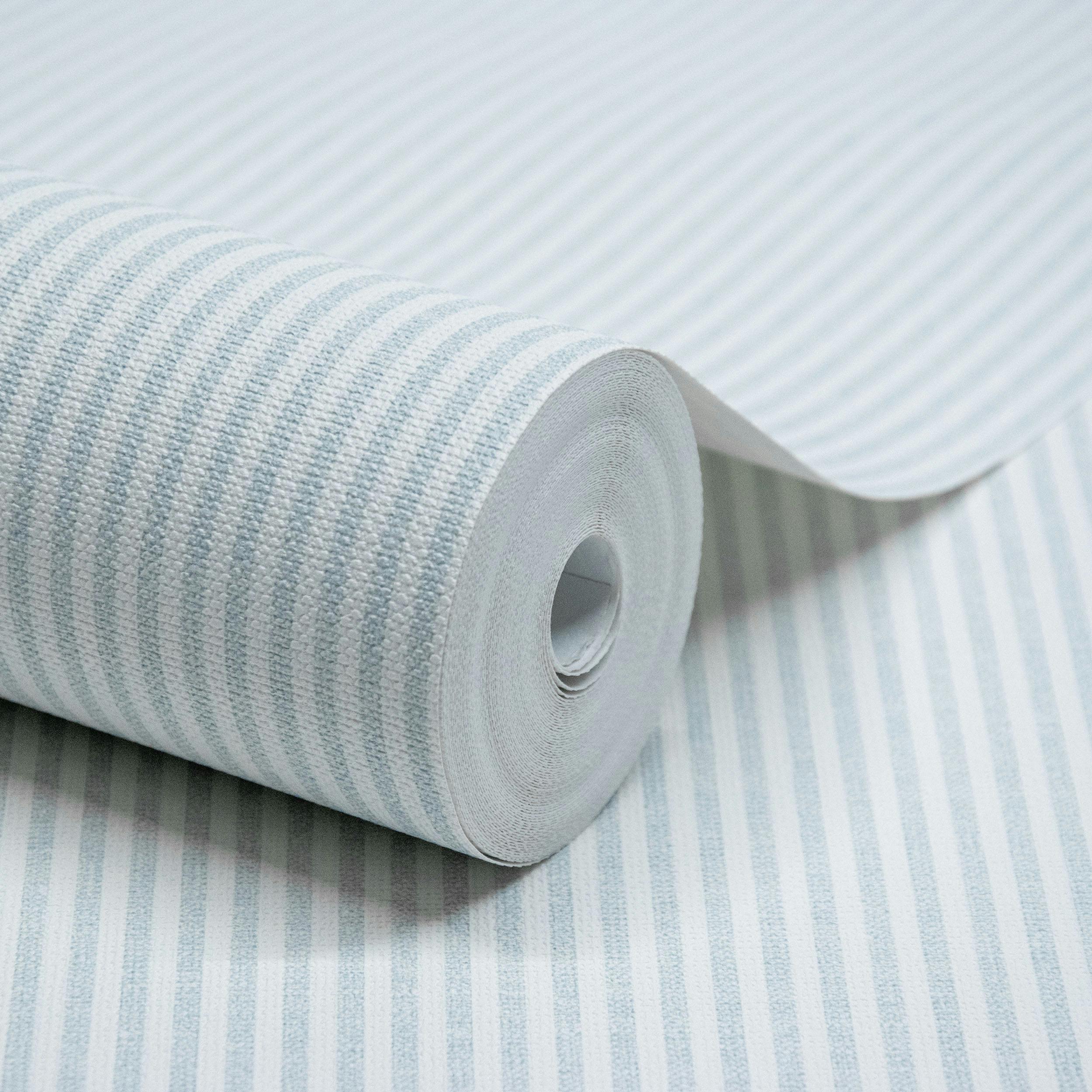 Rackhams Light/Blue Pinstripe Nursery Textured Wallpaper