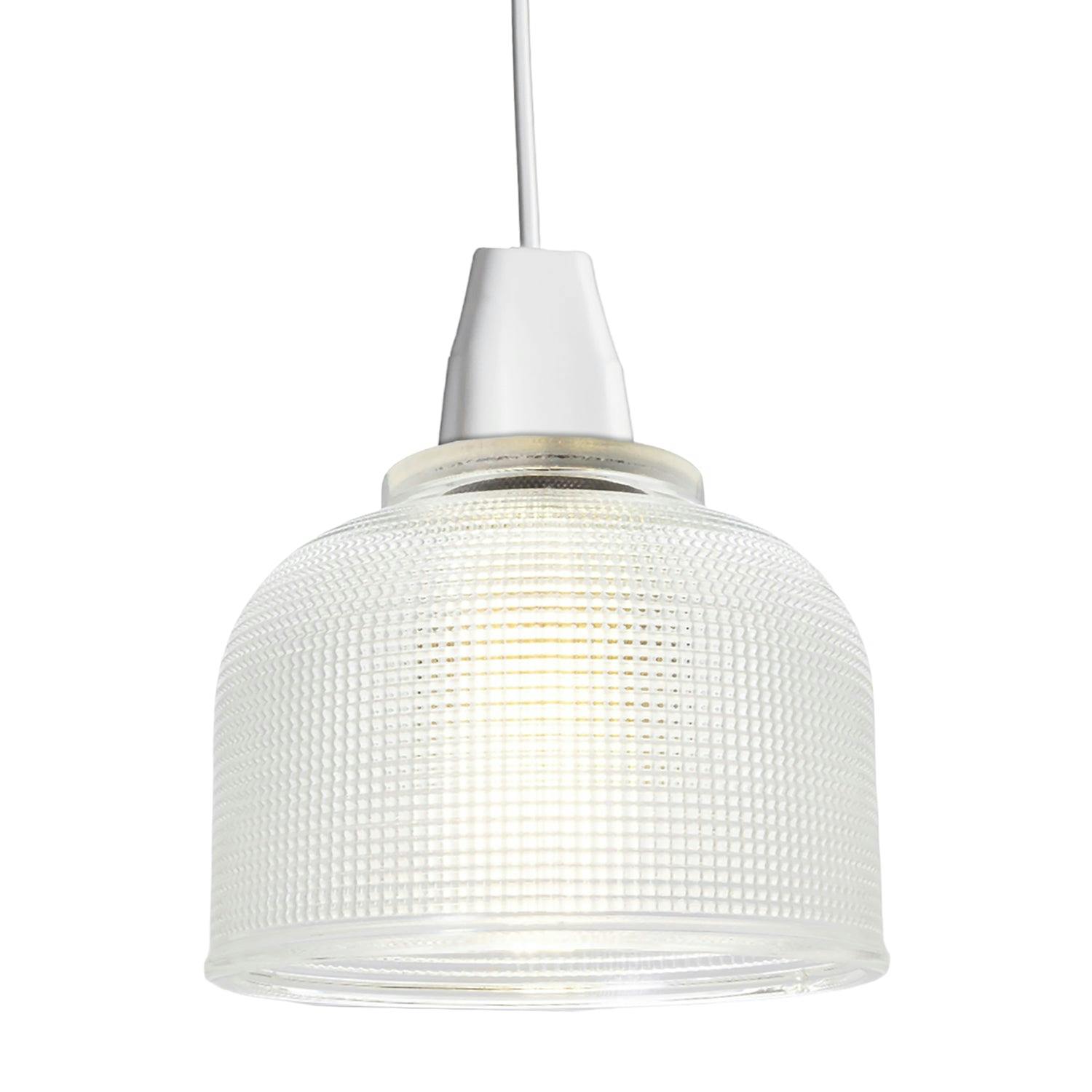Happy Homewares Light Modern Domed Transparent Etched Glass Pendant Ing Shade - 15Cm
