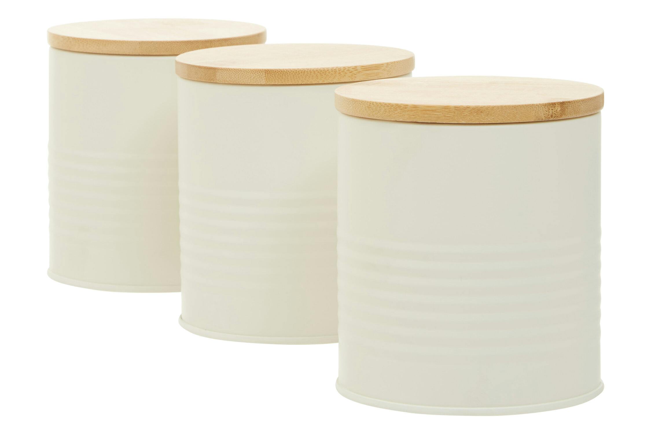 Premier Housewares Set Of Three Cream Cannisters | Stylish Design Set Of Three Kitchen Canisters For Dining Table | Secured Storage Stainless Steel Canister Set For Kitchen - Image 3