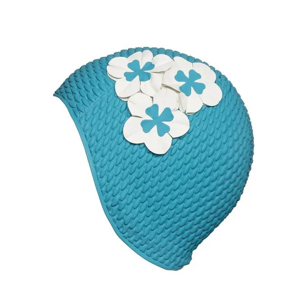 Fashy Blue Flower Bubble Swim Cap - Aqua