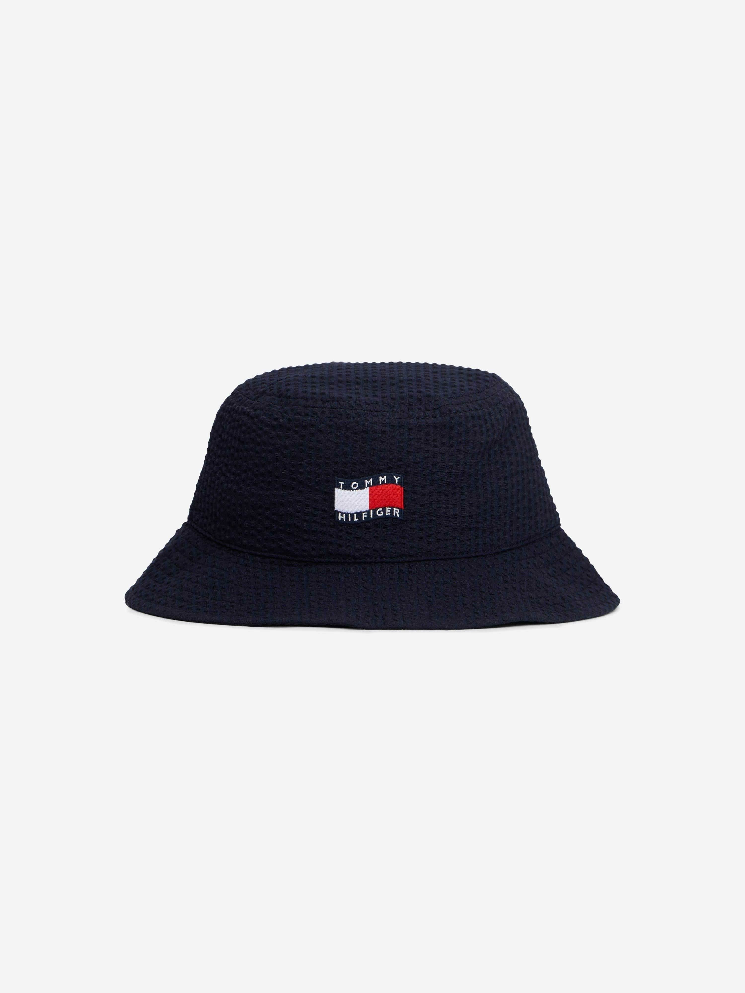 Tommy Hilfiger Kids Wavy Flag Seersucker Bucket Hat In Navy - Navy - L - Xl (54 Cm - 56 Cm)