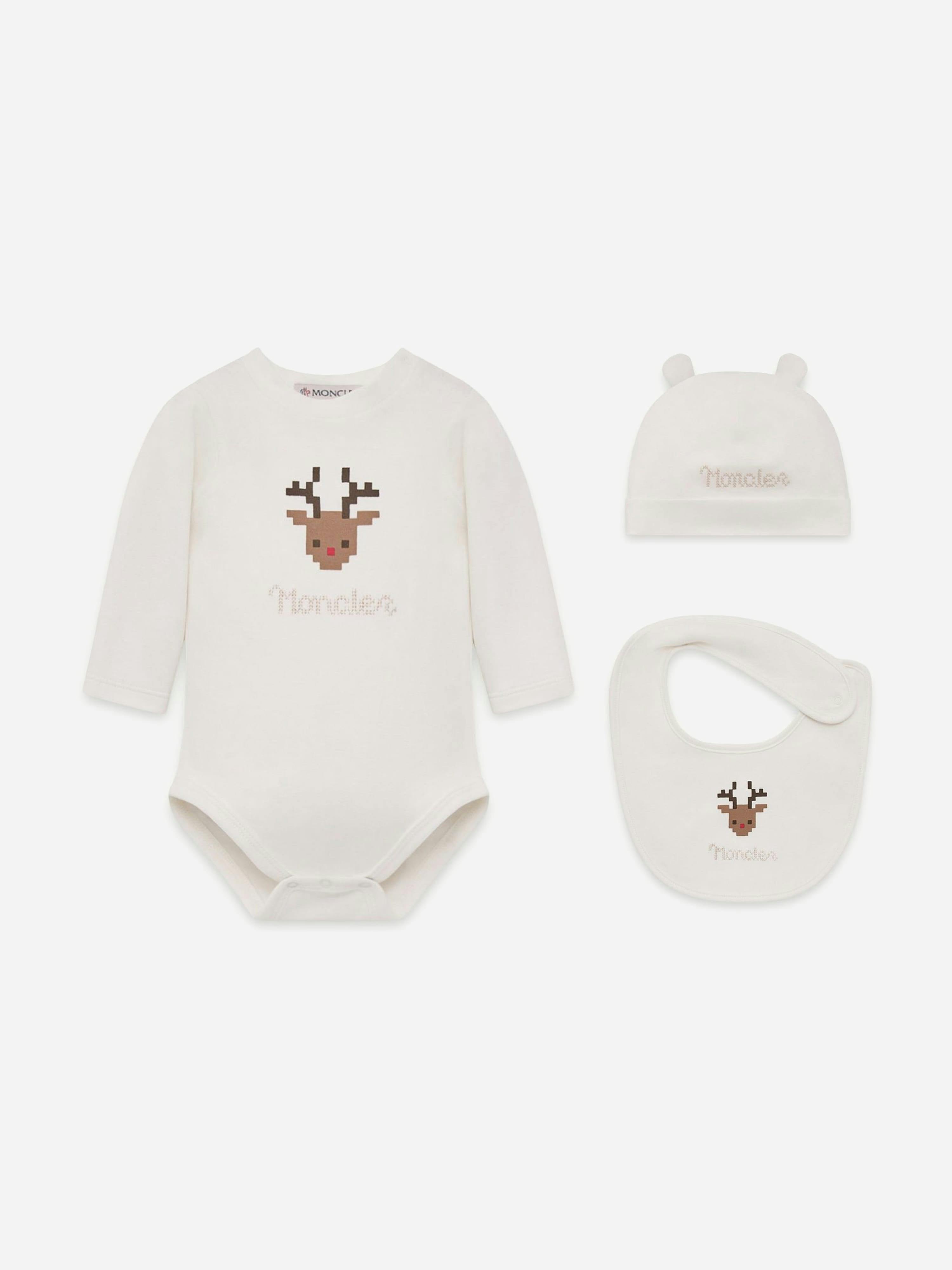 Moncler Enfant Men's White Baby Bodysuit Gift Set In - 6 - 9 Mths