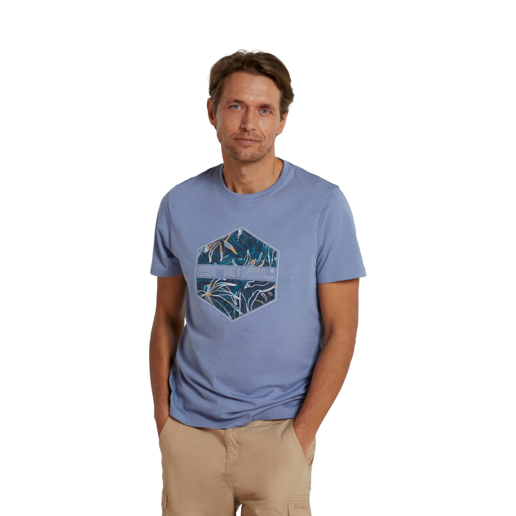 Animal Men's Blue Jacob Organic T-Shirt - M - 100% Organic Cotton