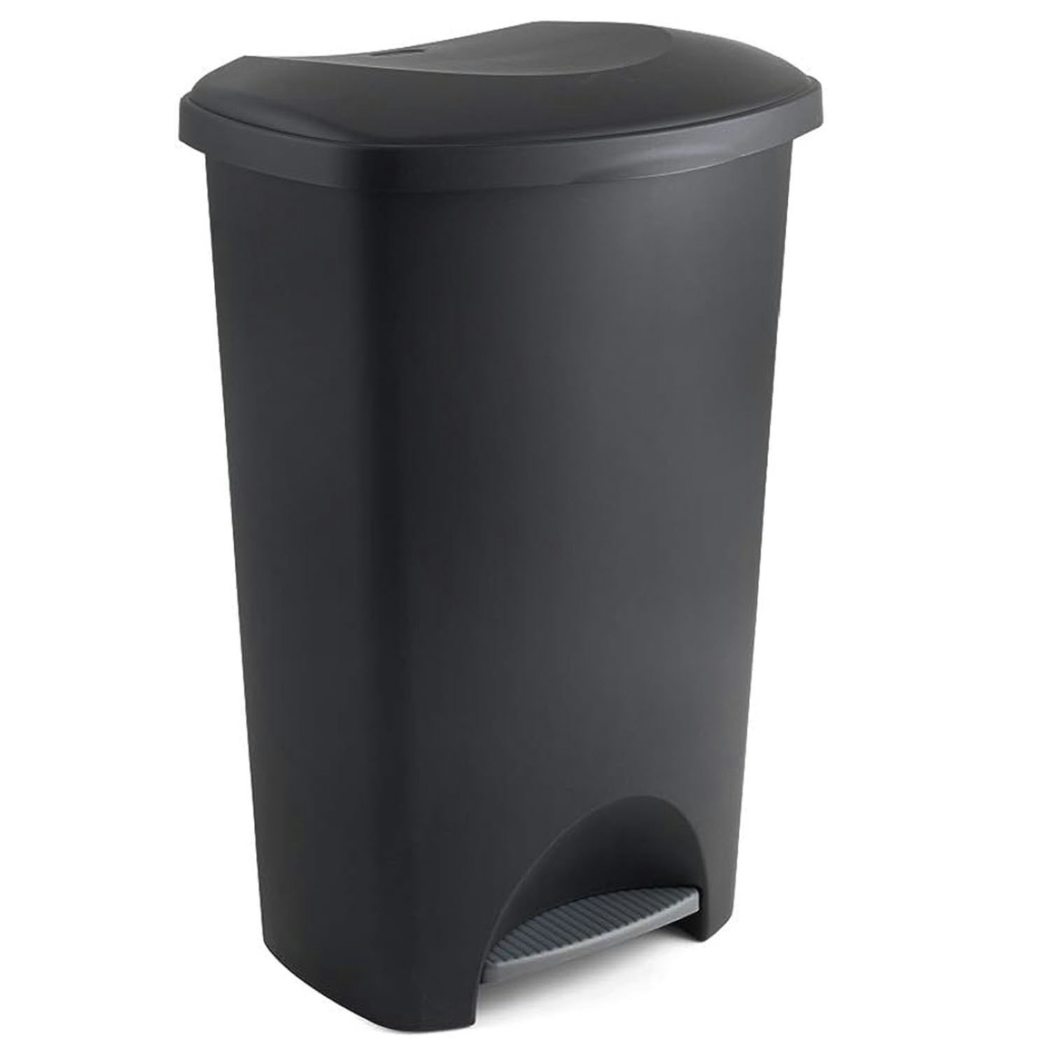 Rackhams Black 50 Litre Soft Closing Waste Rubbish Airtight Pedal Bin For Home & Office - 2 X