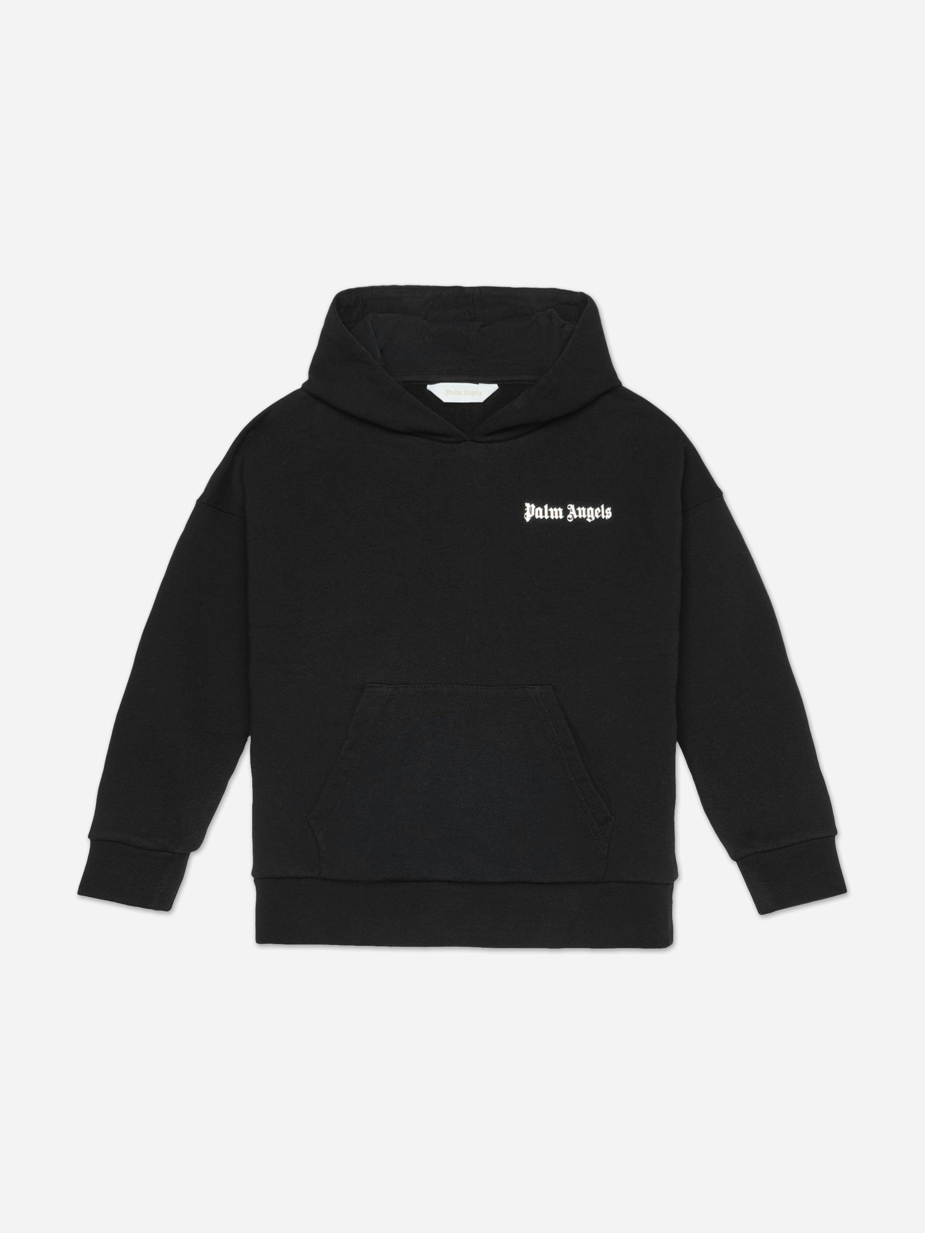 Palm Angels Boys Black Overlogo Oversize Fit Hoodie In - 4 Yrs
