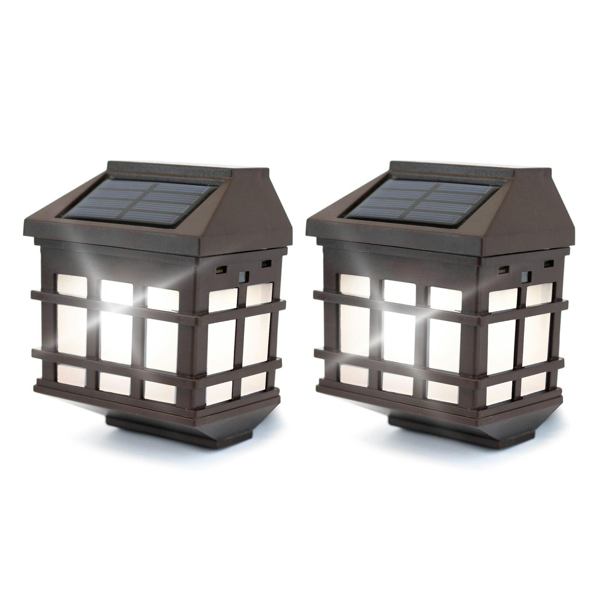 Gardenwize Dark/Light Pack Of 2 Solar Fence Lights – Lantern Style Led Wall Lights