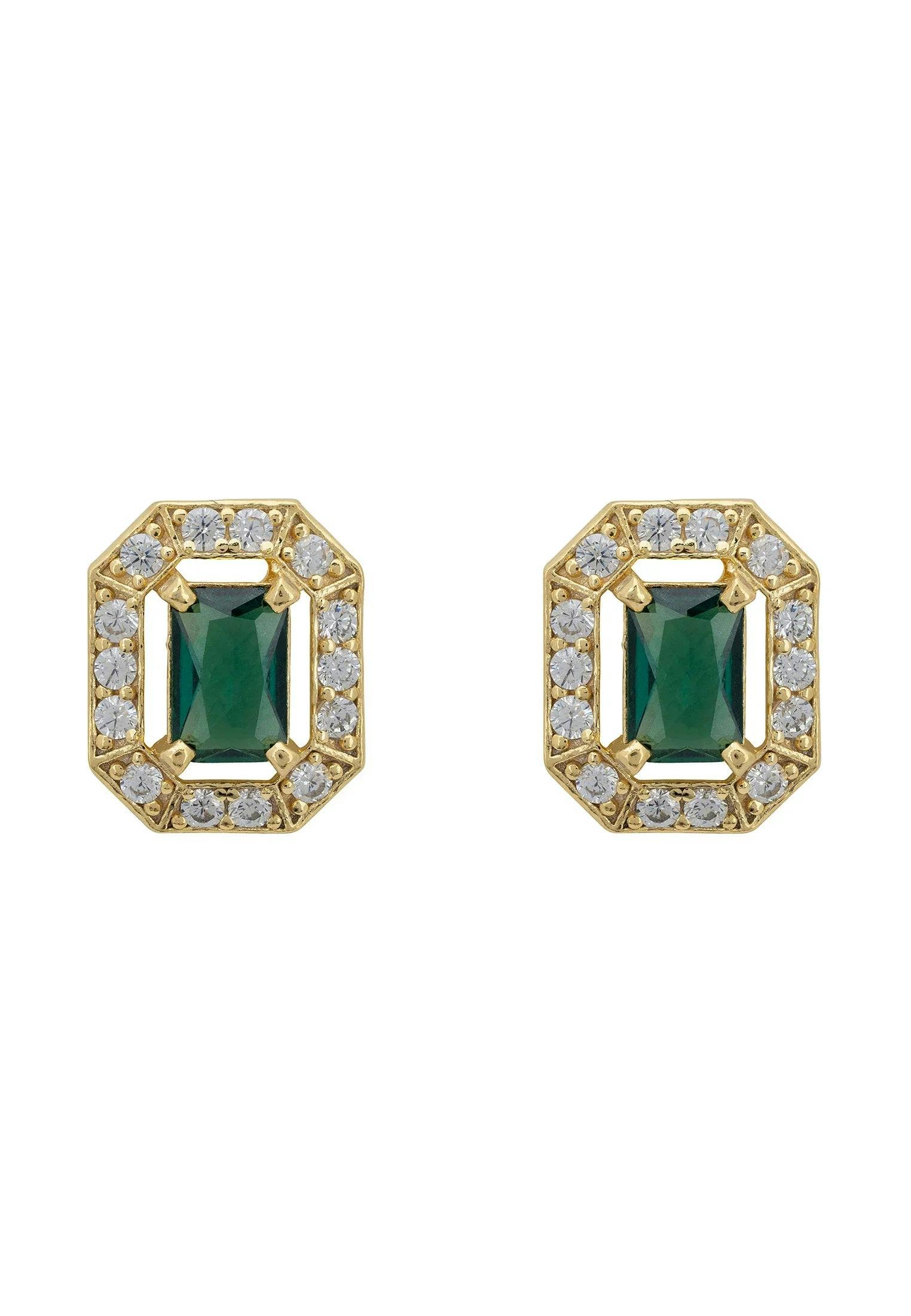 Latelita Gold Whistledown Gemstone Stud Earrings Emerald