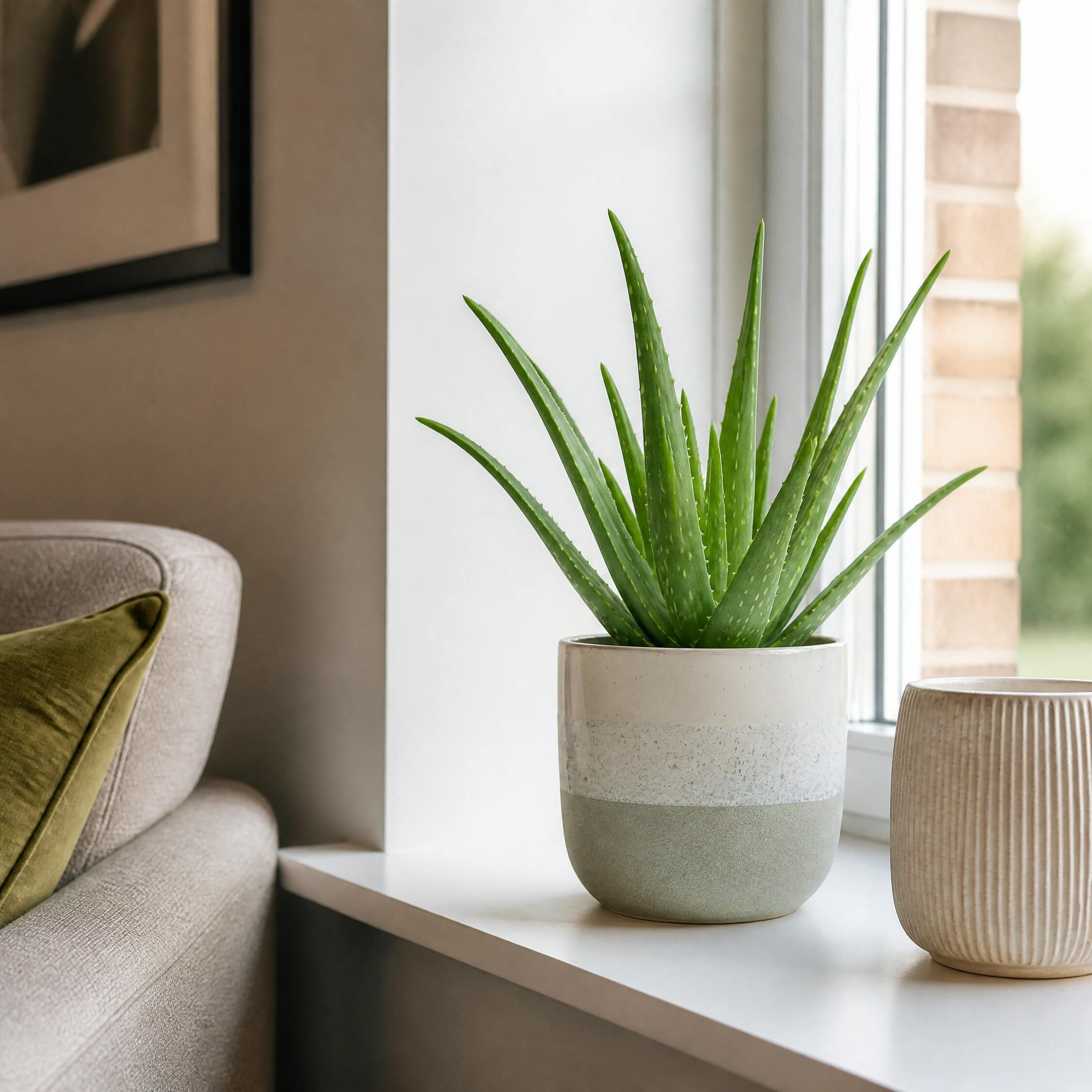 Plants By Post Aloe Vera Plant - Grey Stoneware - Image 2