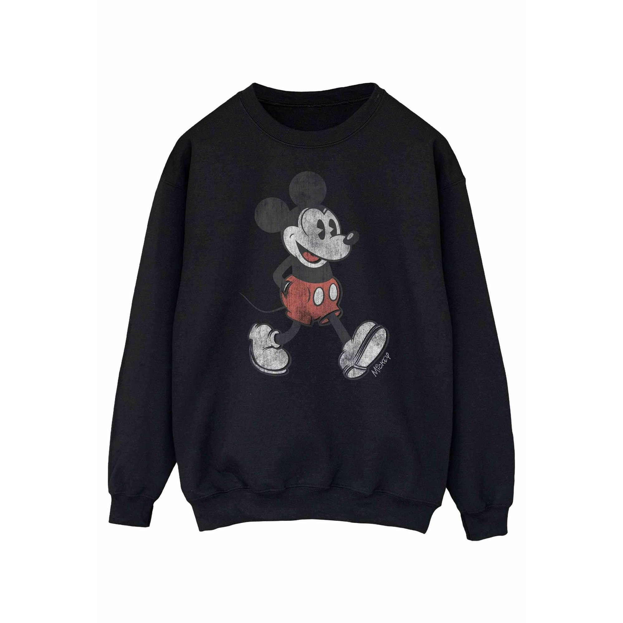 Disney Women's Black / Walking Mickey Mouse Sweatshirt - Large