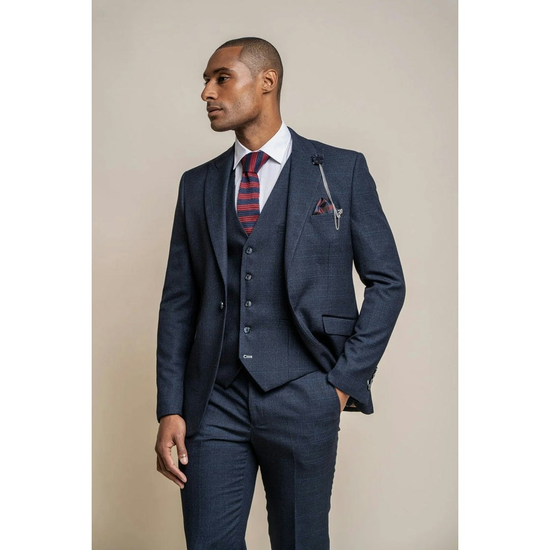 House Of Cavani Men's Blue Caridi - Tweed Navy Blazer - 44