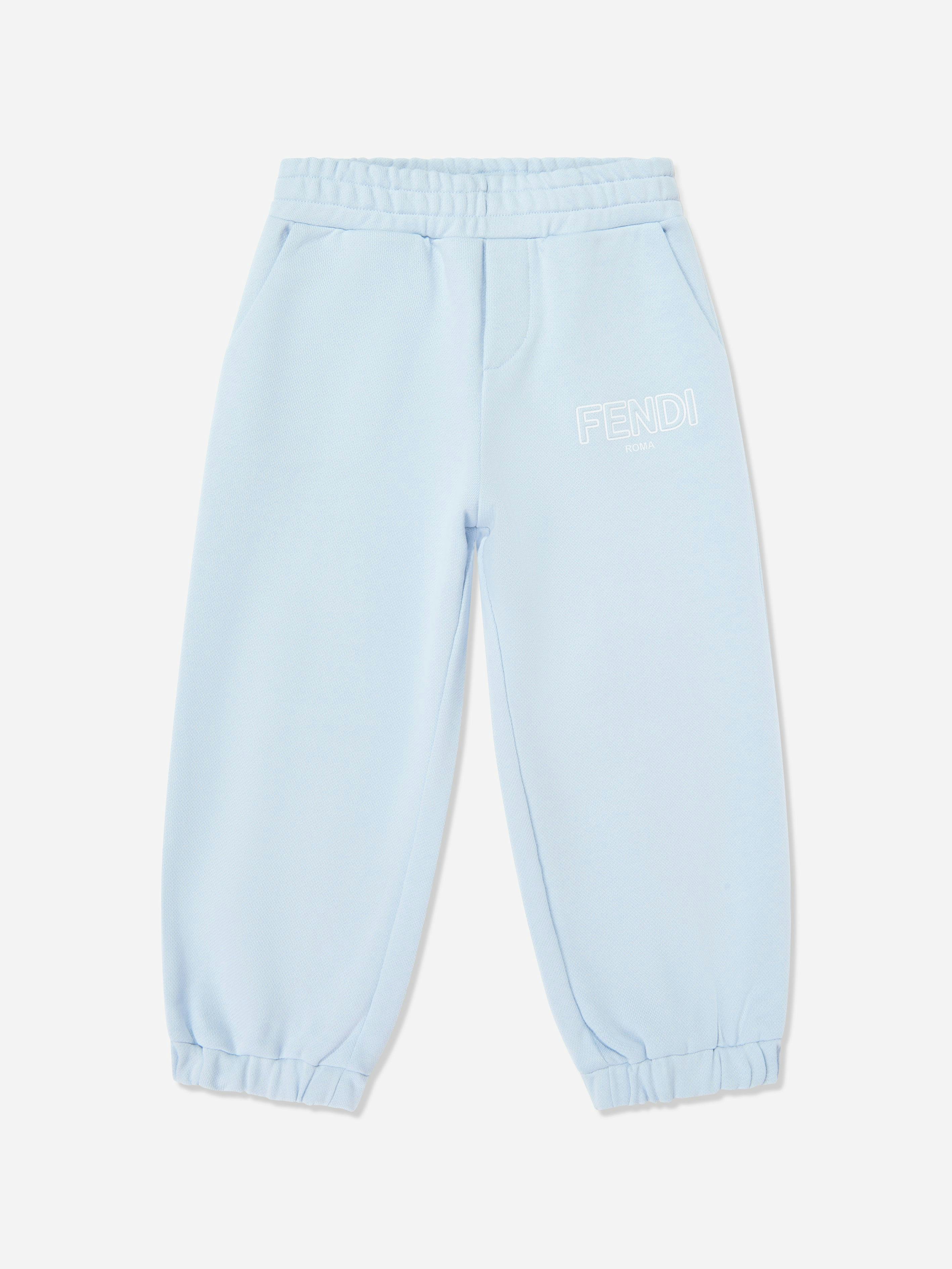 Fendi Kids Unisex Kids Blue Logo Joggers In - 5 Yrs