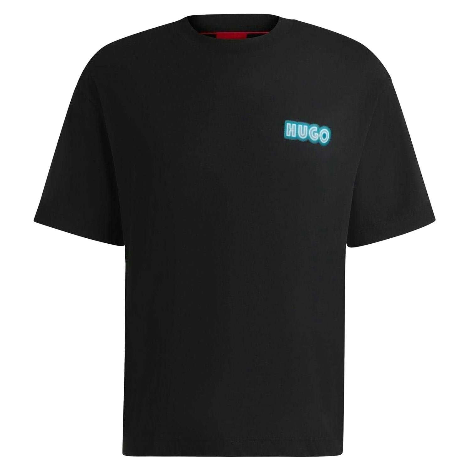 Hugo Men's Black Duwood Back Print Cotton Regular T-Shirt - S - 100% Cotton