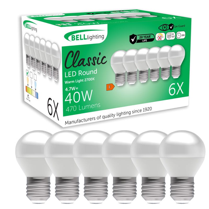 Bell Lighting Light Bell Ing E27 Led Golf Ball Bulb 4.7W Energy Saving Bulb - Pack Of 6