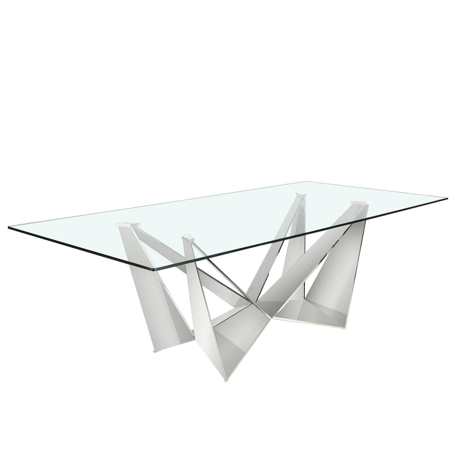 Rackhams Rectangular Tempered Glass And Chrome-Plated Steel Dining Table 1049 - 240 X 120 X 75