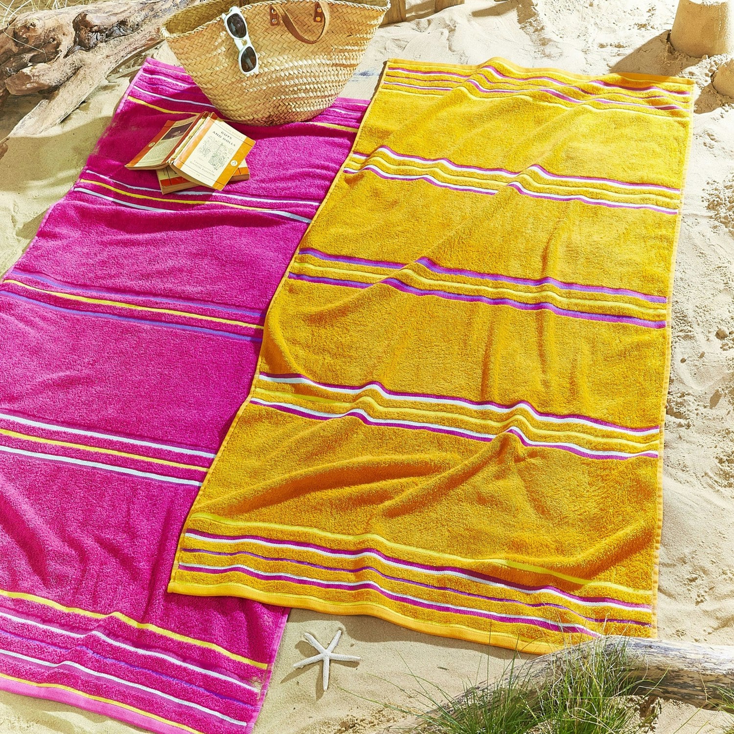 Julian Charles Pink Catherine Lansfield Rainbow Orange / Beach Towel Pair - 75X150cm - Image 3