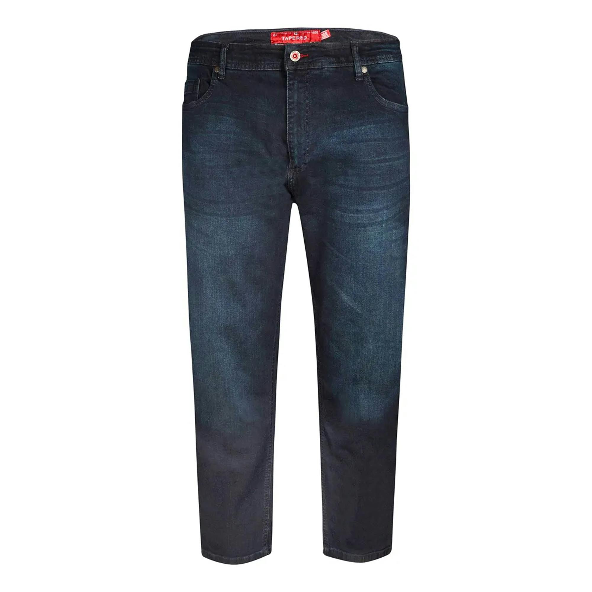Duke Men's Blue/Black D555 Daniel Tapered Leg Kingsize Jeans - 52R - 98% Cotton/2% Elastane