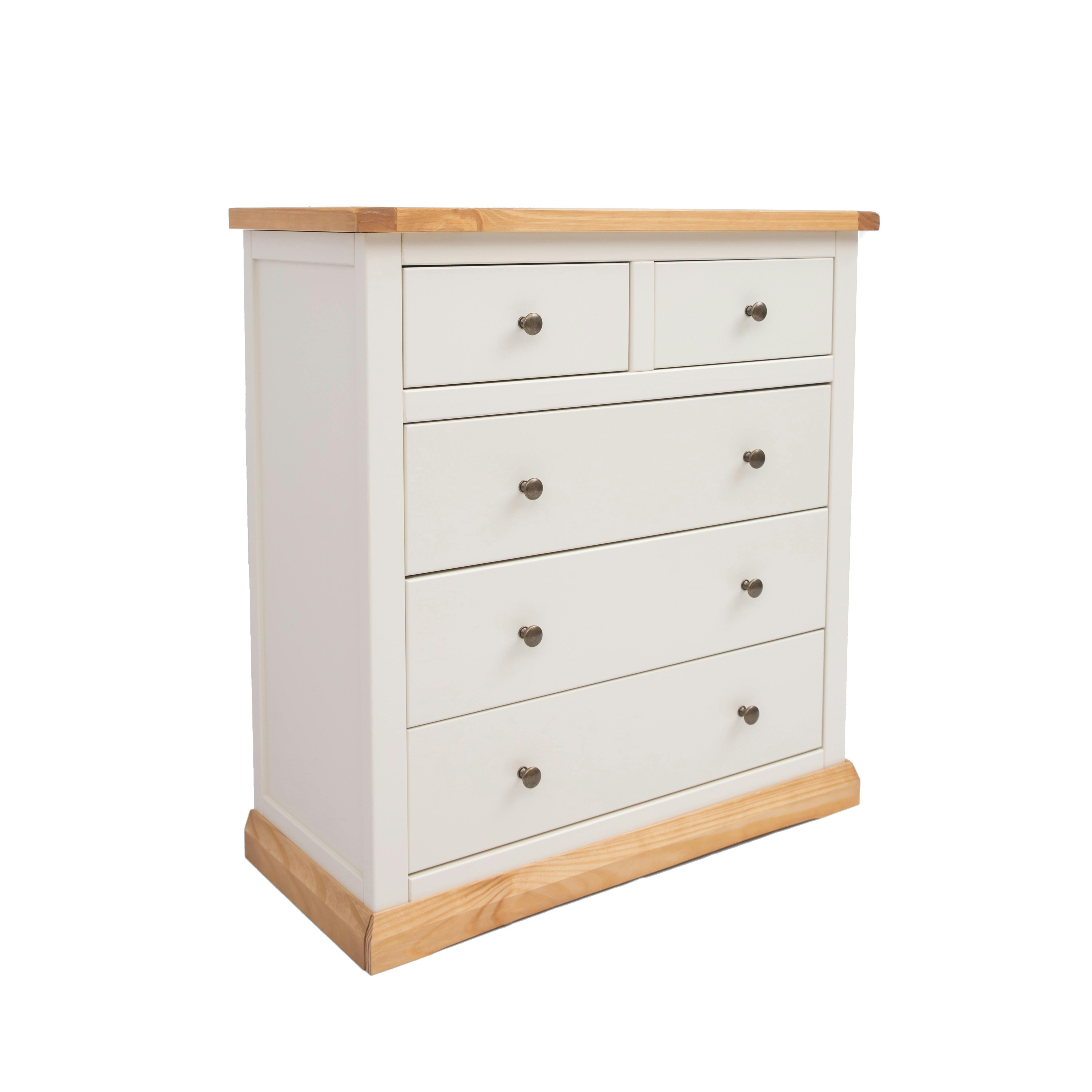 Rackhams White Trevi 5 Drawer Chest Of Drawers Brass Knob - Off