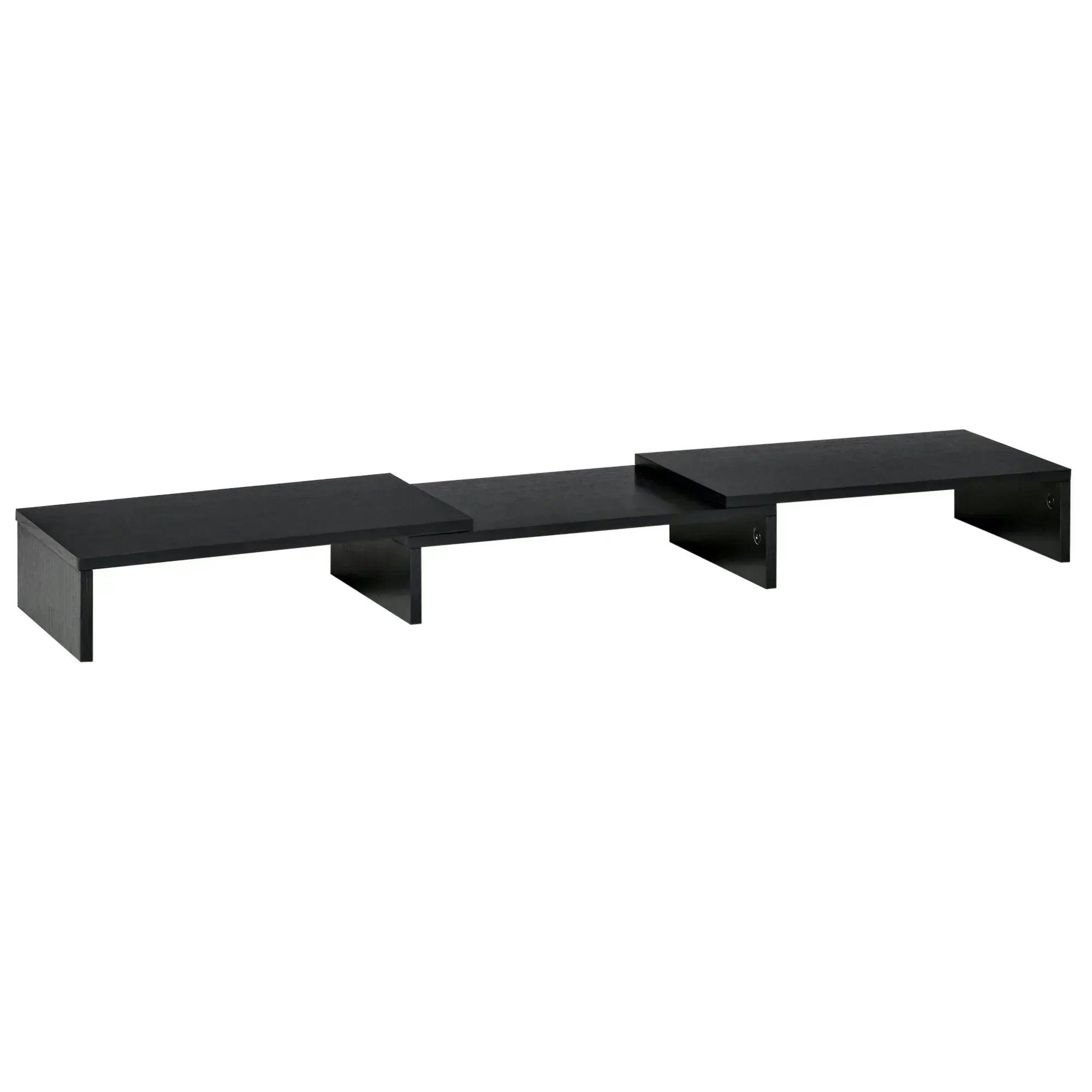 Vinsetto Unisex Black Dual Monitor Stand Riser With Shelves Adjustable Length & Angle In Size 3 - Image 4