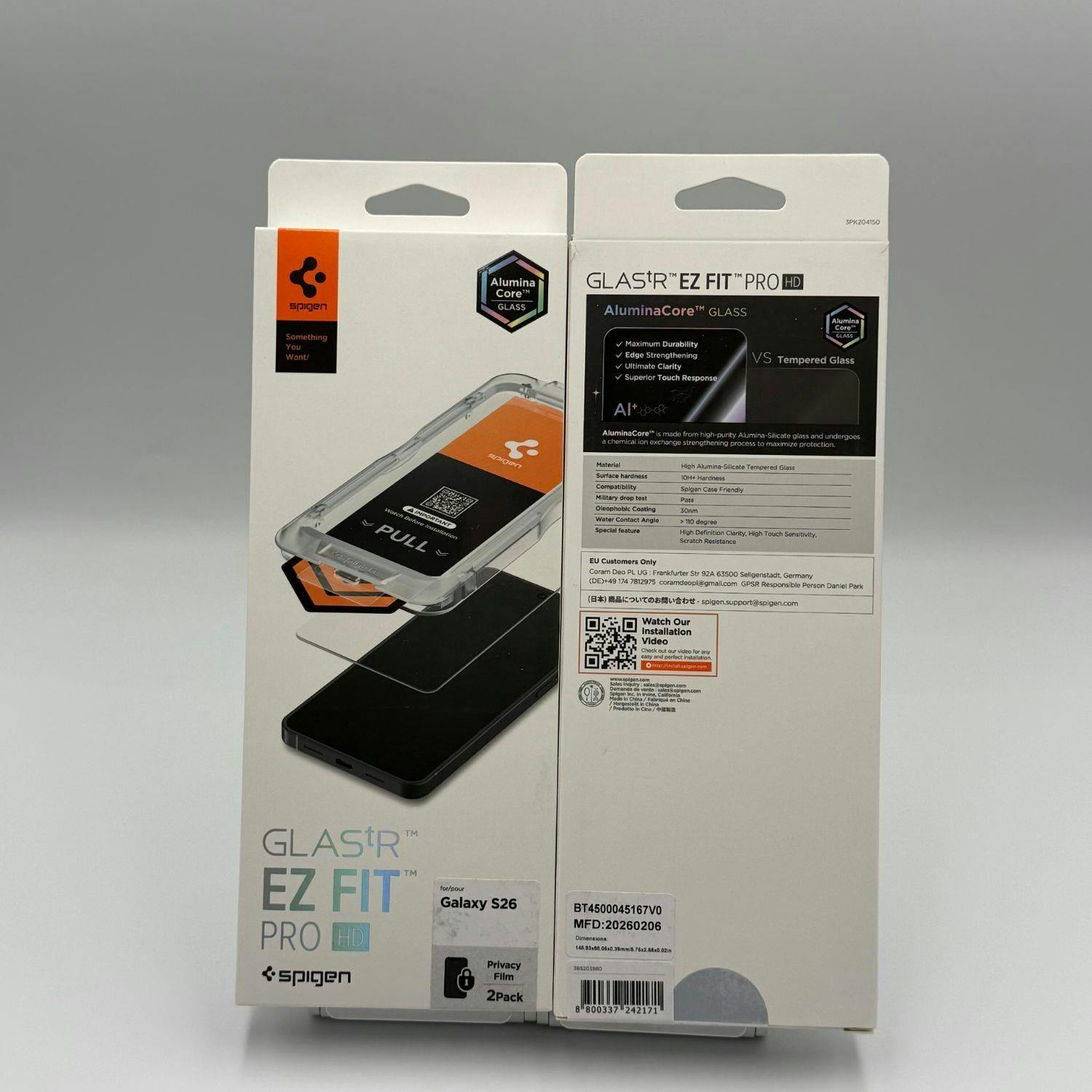 Spigen Glastr Ez Fit Pro Hd Privacy Film Screen Protector 2 Pack For Samsung Galaxy S26 6.3" - Agl11096