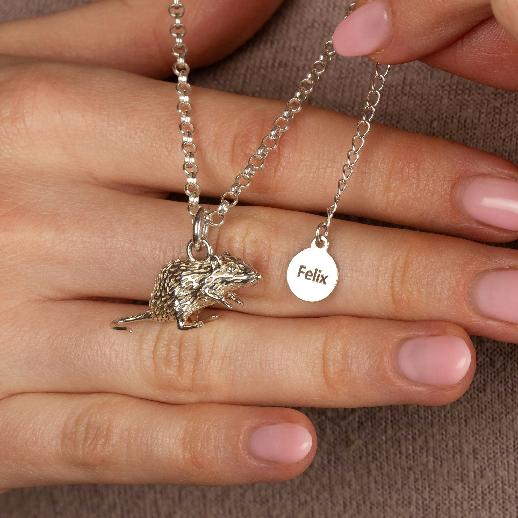 Mylee London Silver Extra Large Gerbil Necklace - Personalised - Yes