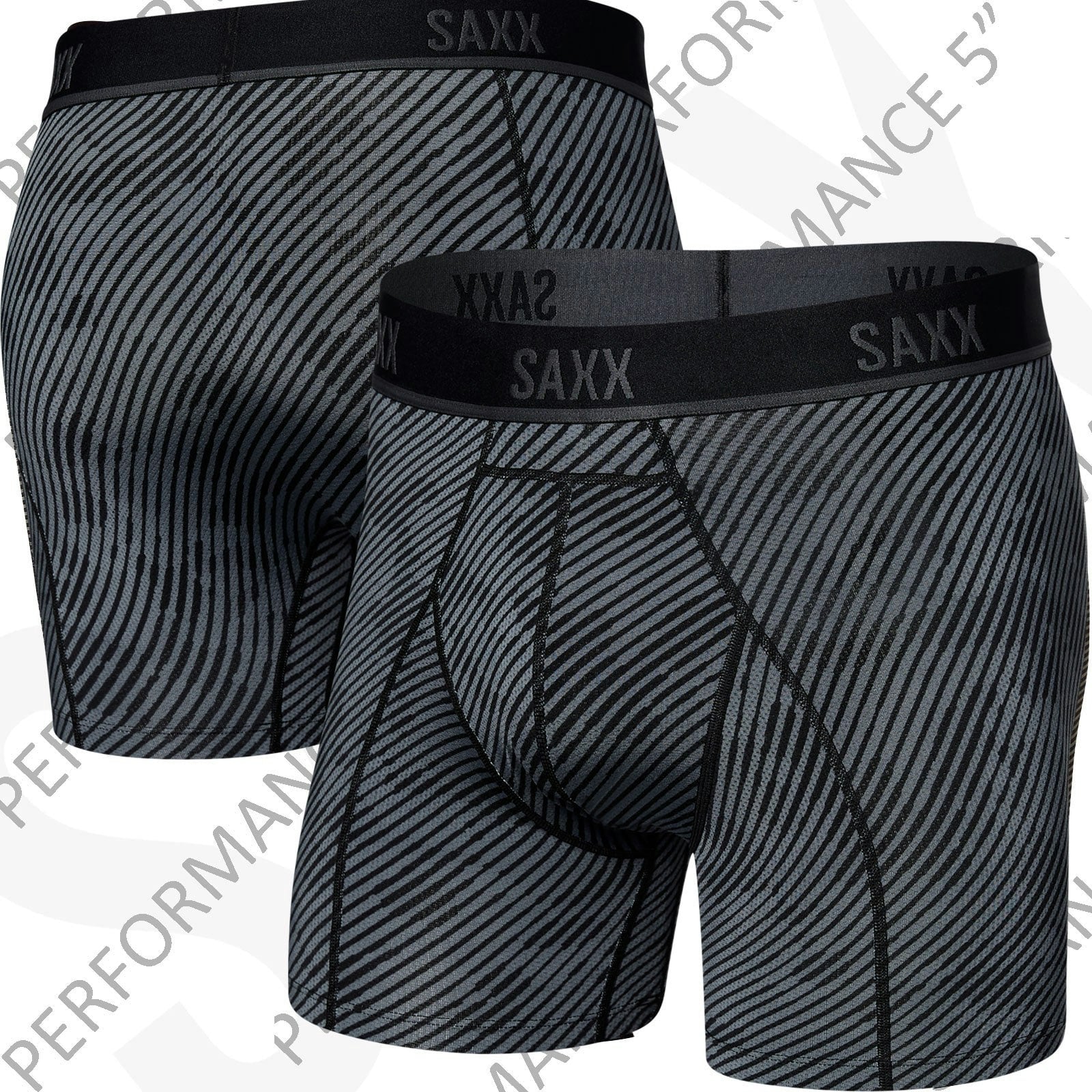 Saxx Men's Black/Grey Kinetic 5" Sports Boxers {Bb32} - Optic Camo - X-Large