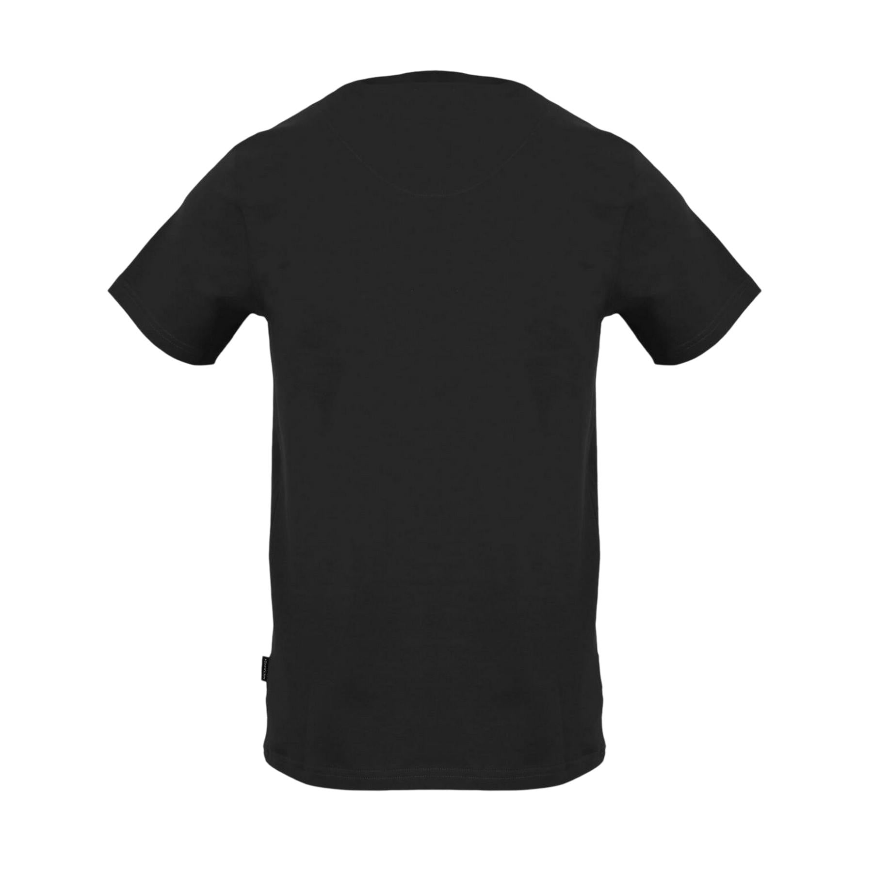 Aquascutum Men's Black Vertical Logo Jersey T-Shirt - M - 95% Cotton/5% Elastane