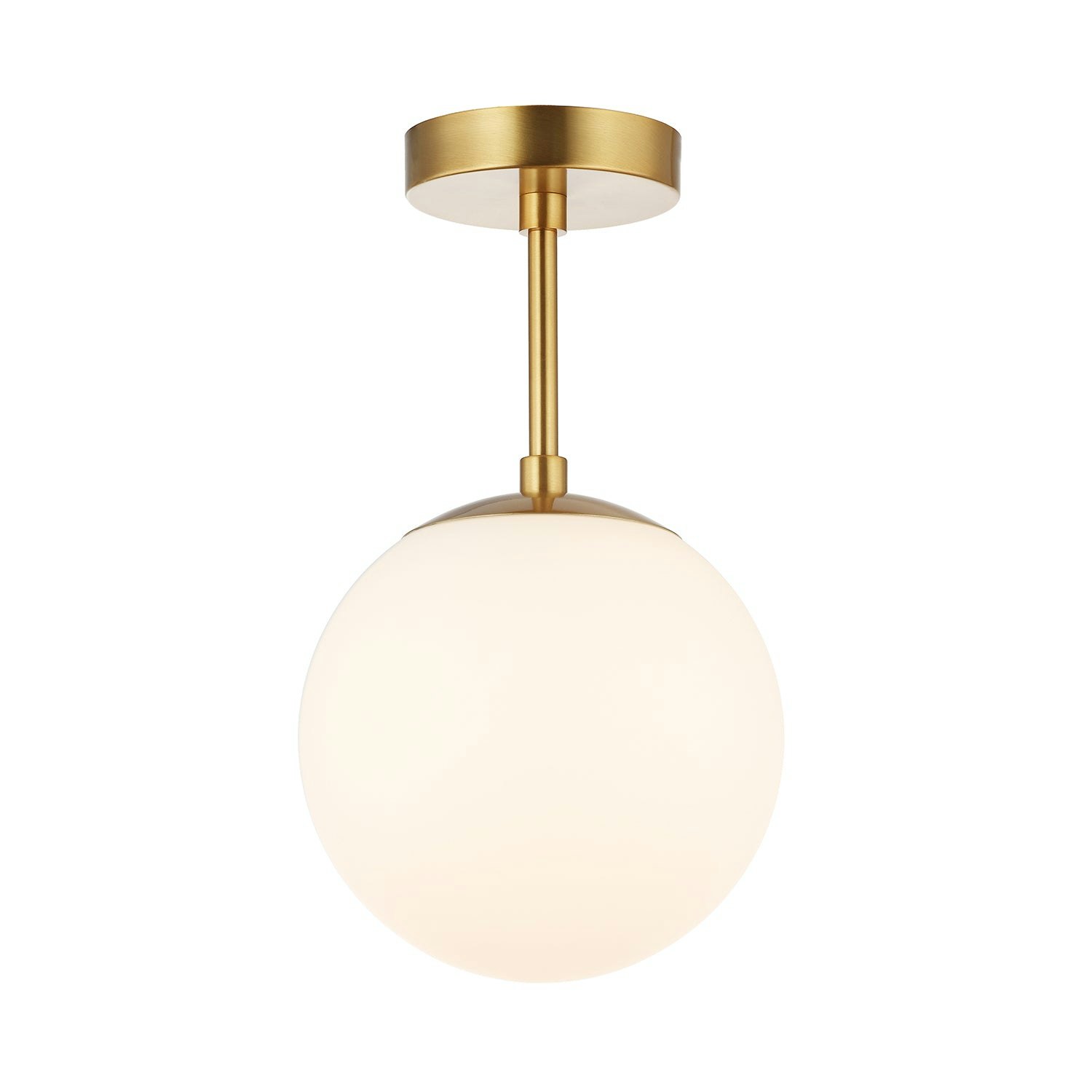 Rackhams Light/Gold Traditional Glass Globe Ip44 Bathroom Ceiling Fixture In Brushed