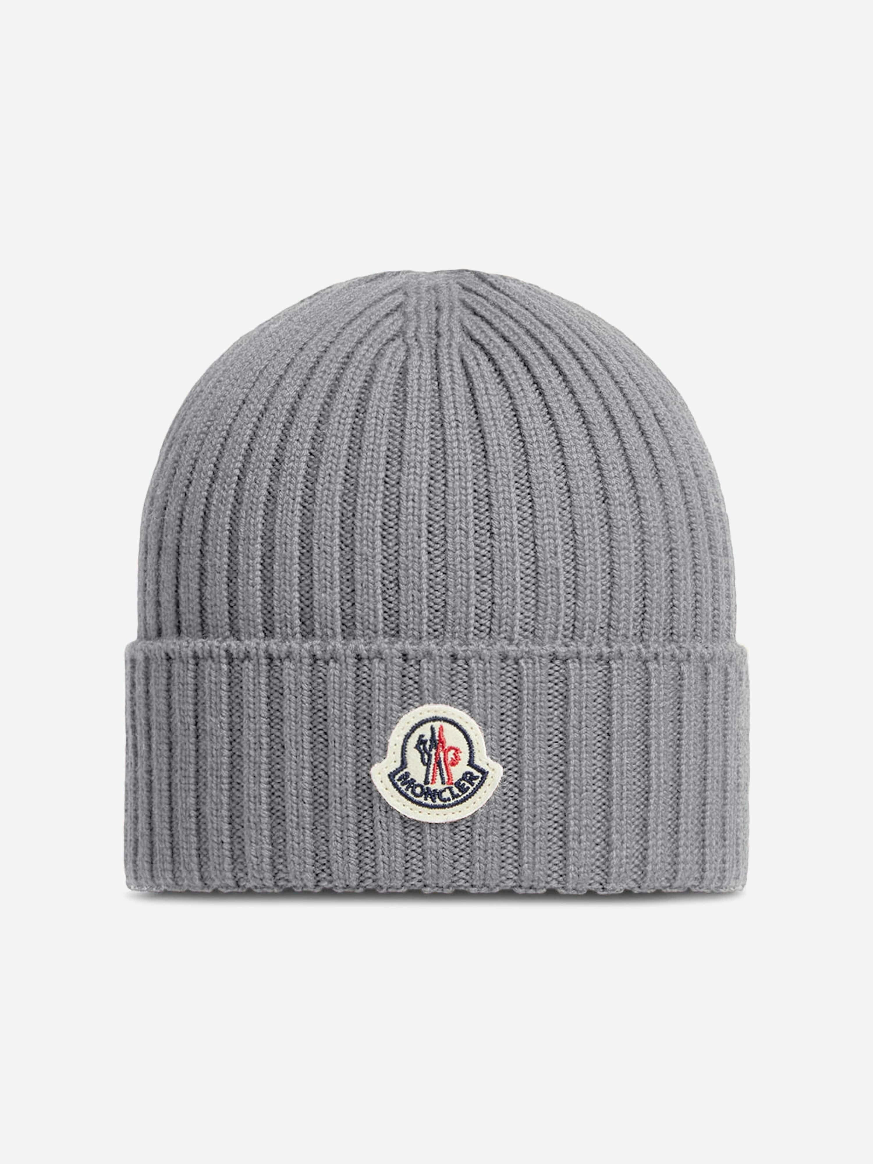 Moncler Enfant Boys Grey Kids Wool Logo Beanie Hat In - 8 - 10 Yrs L (54-56 Cm)