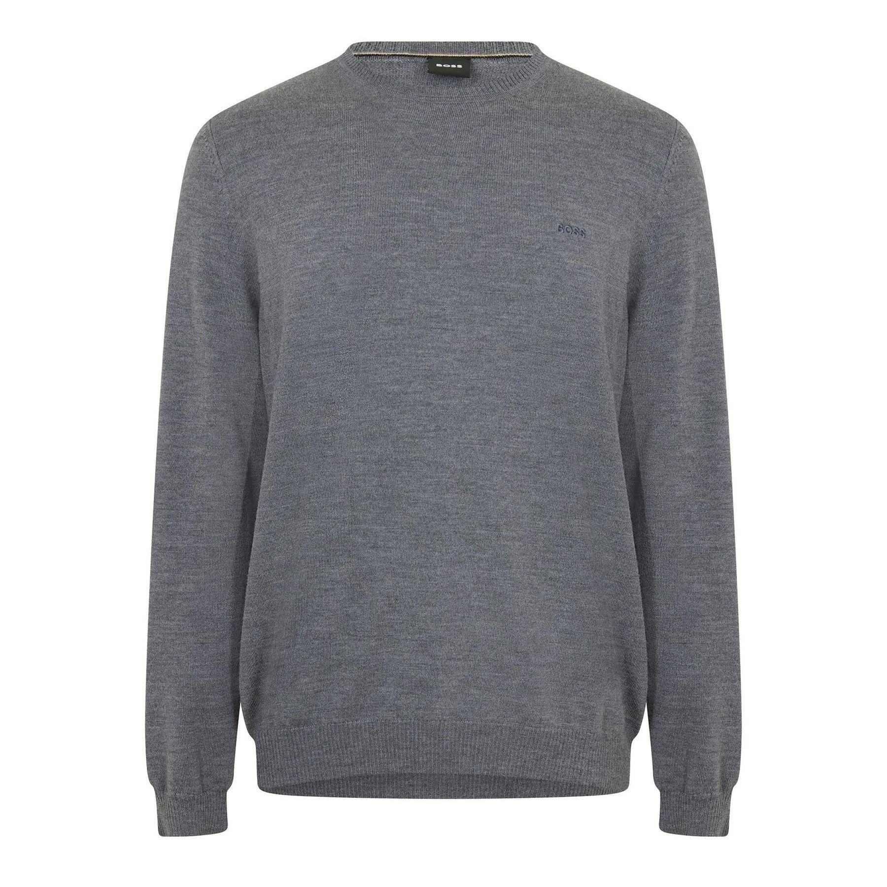 Boss Men's Grey Crew Neck Regular Long-Sleeved Sweatshirt - Medium - Xxl - Medium - 100% Mixed