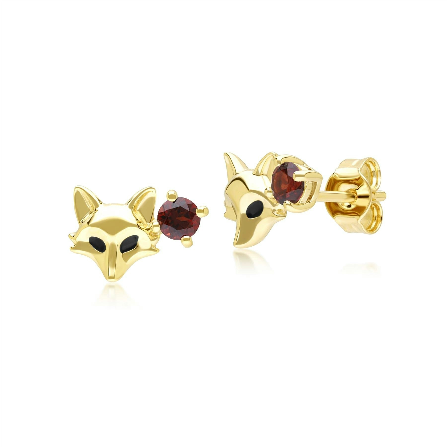 Gemondo Yellow/Gold Gardenia Garnet Fox Earrings In 9Ct