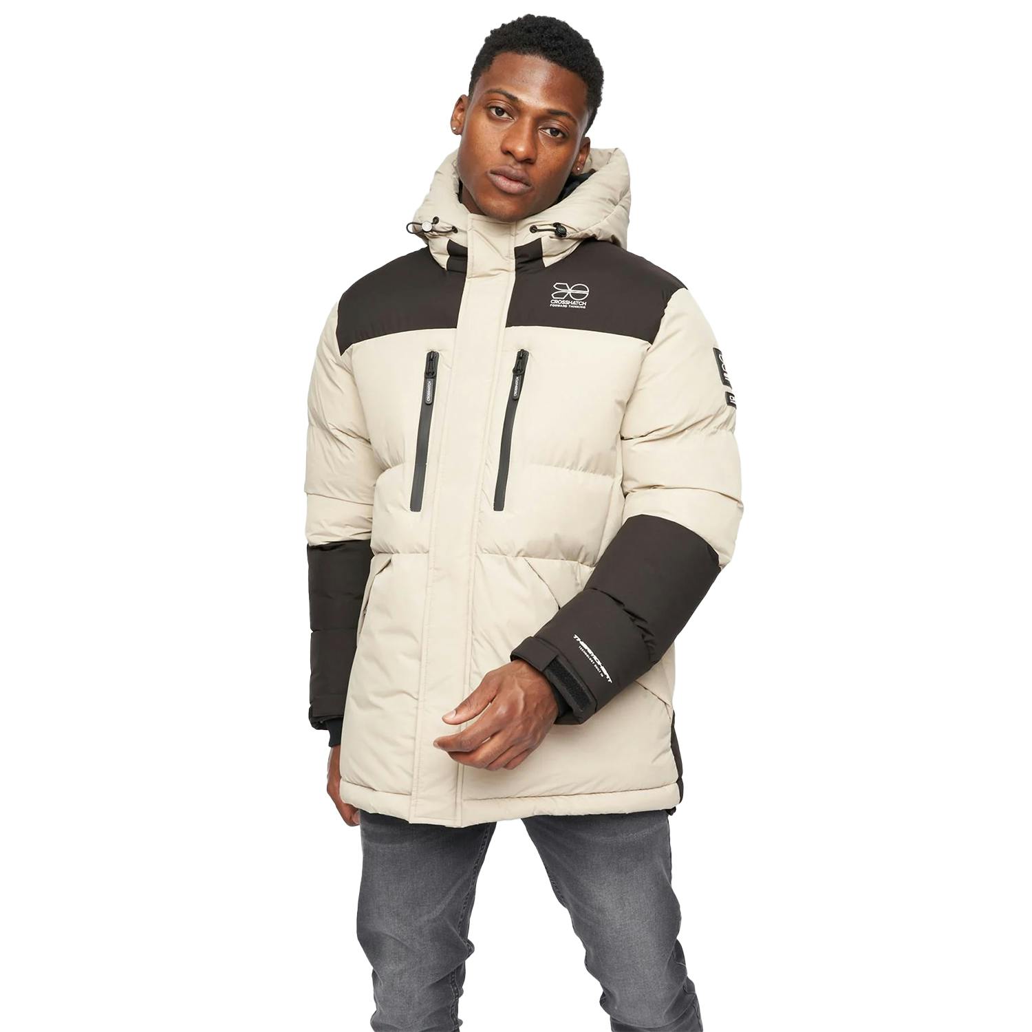 Crosshatch Men's Squadage Panelled Jacket - Stone - M - Stone - 100% Polyester