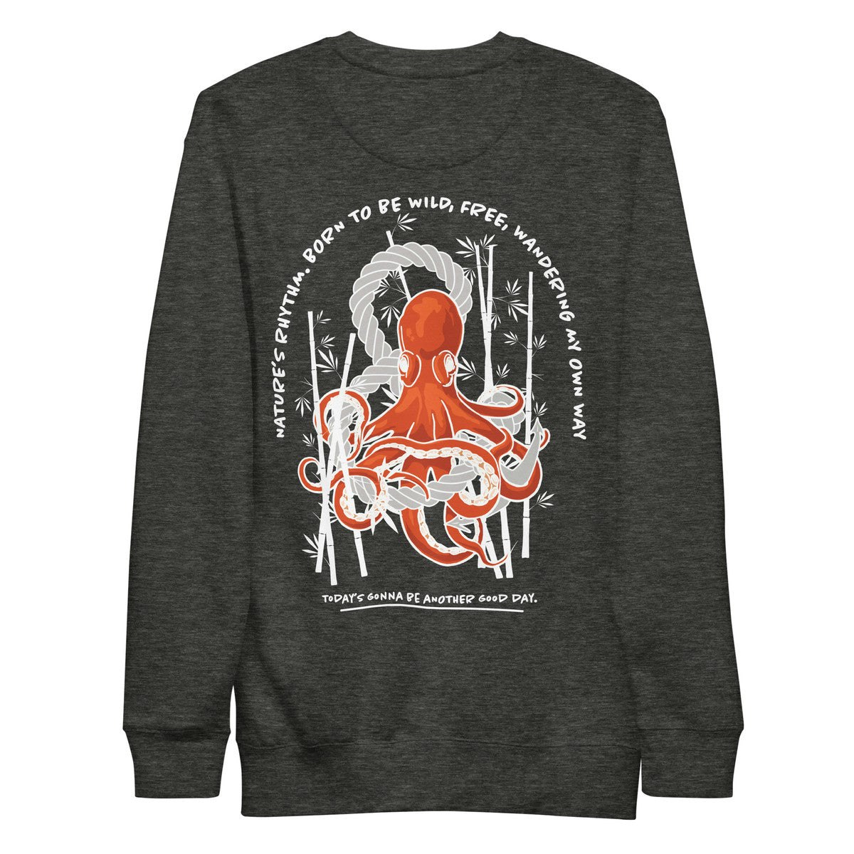 Anchor & Crew Octopus Another Good Day Cotton Blend Sweatshirt - Charcoal Heather - 3XL
