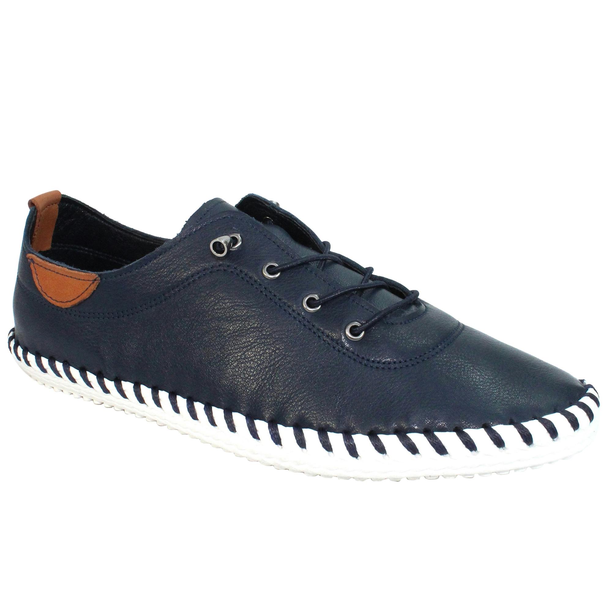 Lunar Women's St Ives Leather Plimsolls - Navy - Navy - 5 Uk - 100% Leather